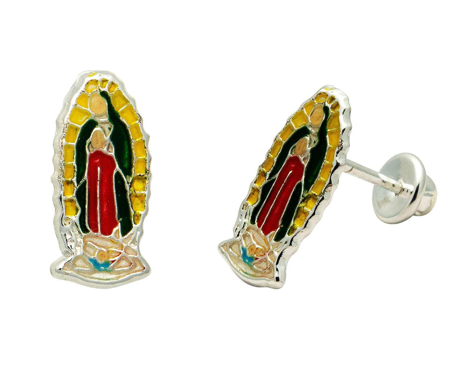 Broqueles Virgen de Guadalupe de Plata Sentimientos