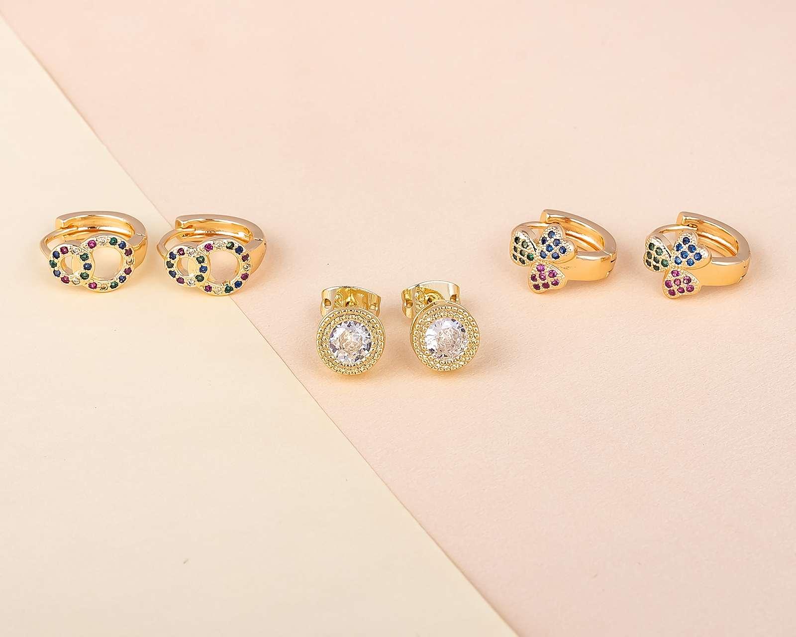 Foto 7 pulgar | Foto 6 | Aretes de Chapa de Oro 18K Plafer