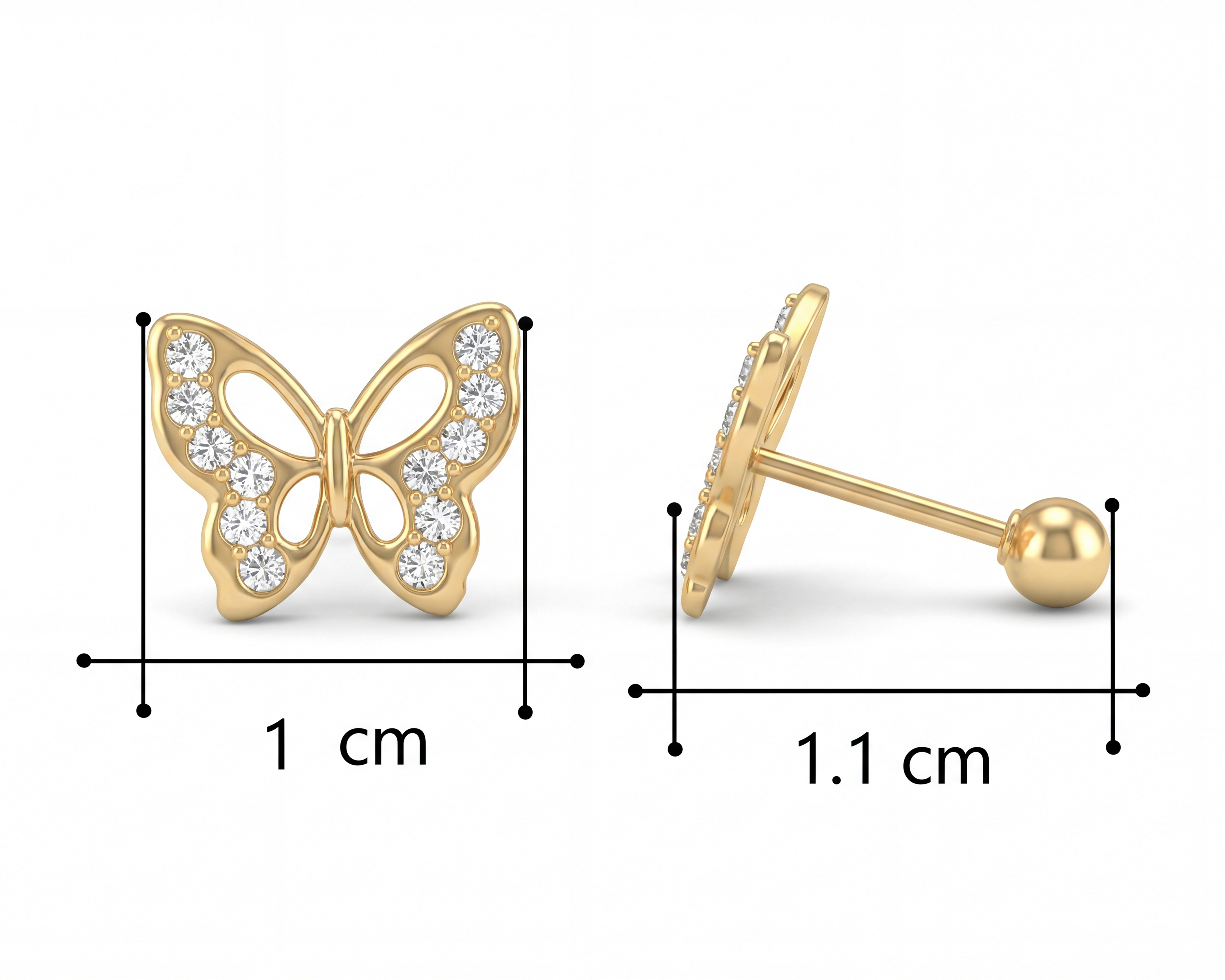 Foto 6 pulgar | Foto 5 | Broqueles Mariposa de Oro 10K Sentimientos