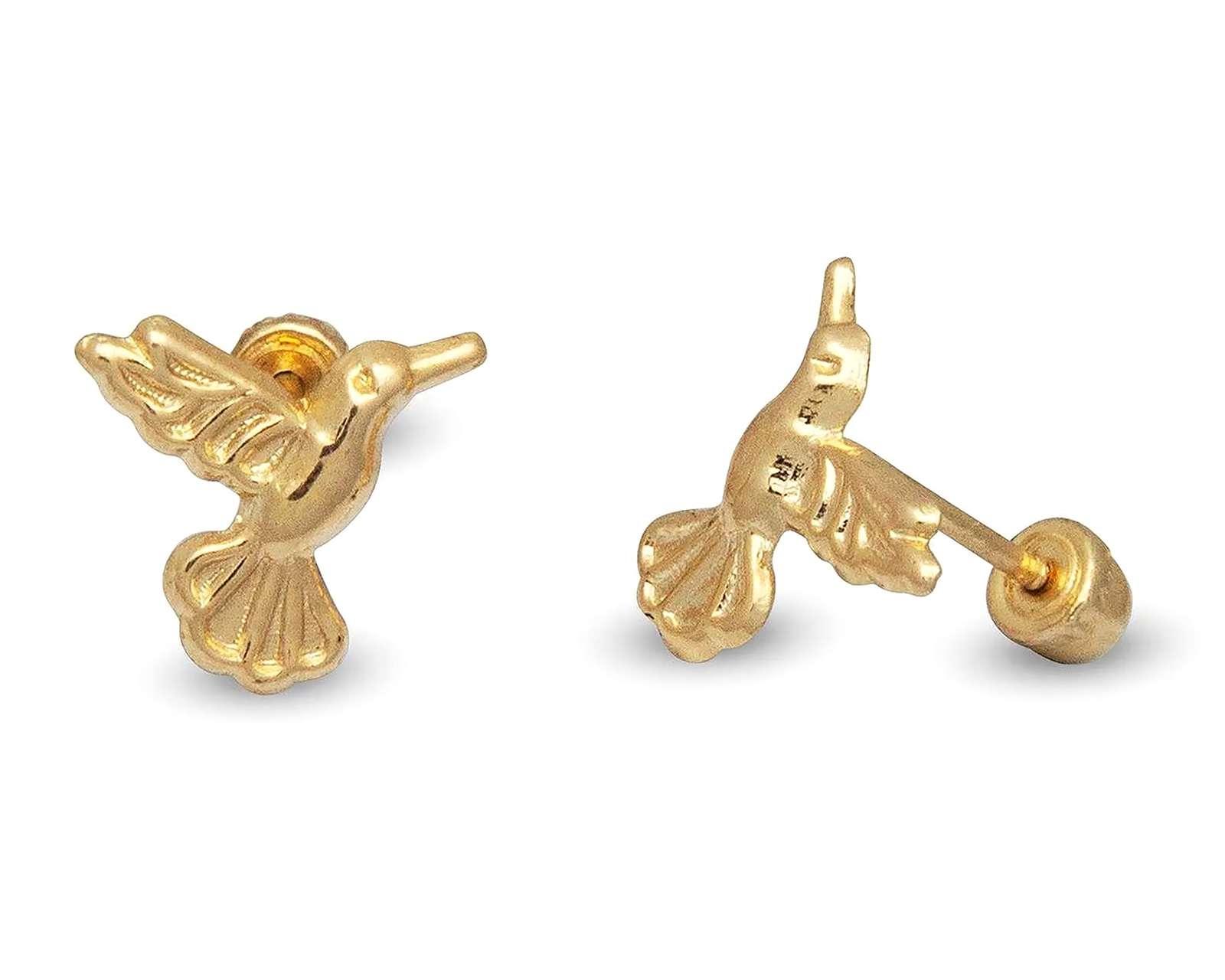 Broqueles Colibrí de Oro 10K Sentimientos