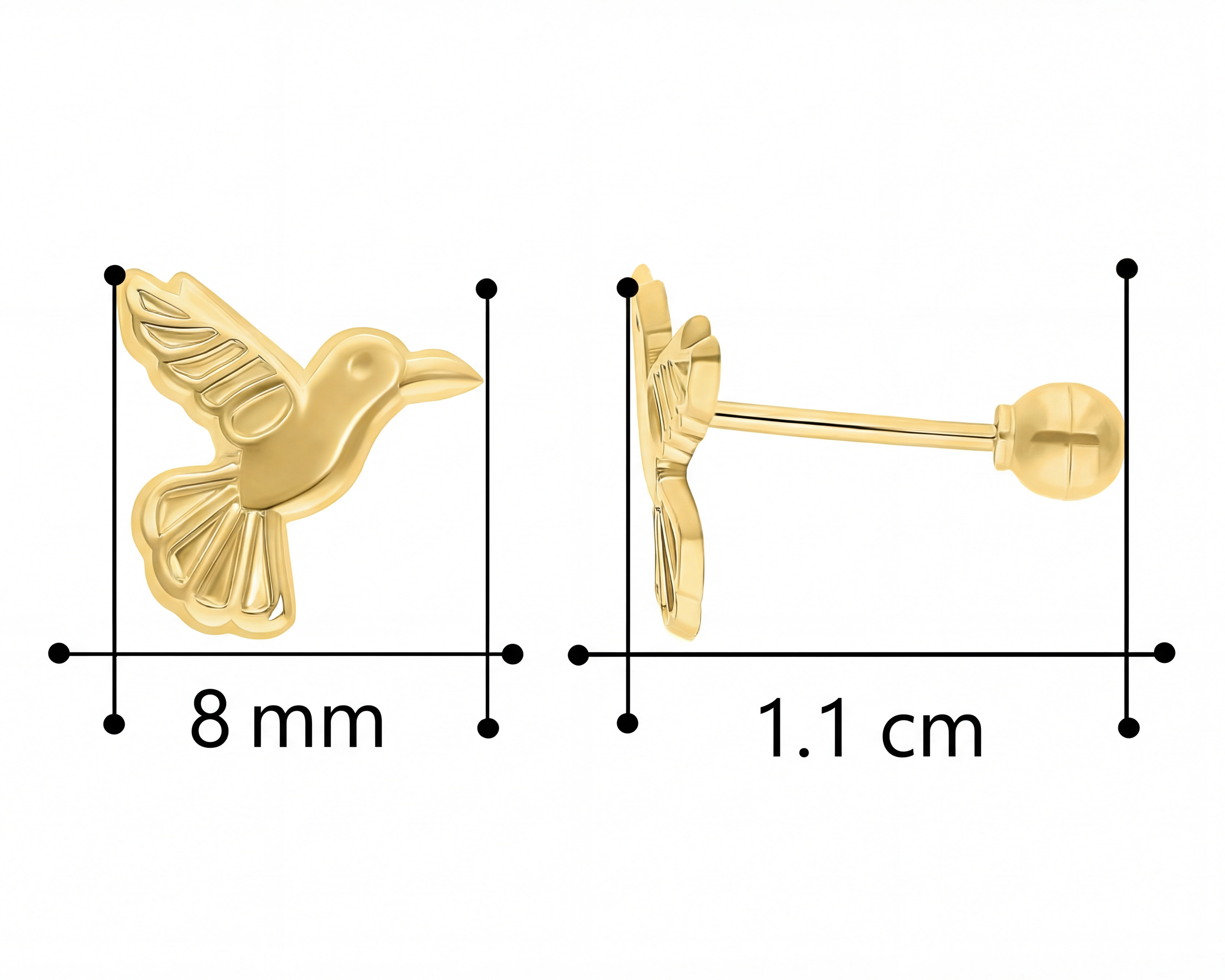 Foto 6 | Foto 6 | Broqueles Colibrí de Oro 10K Sentimientos