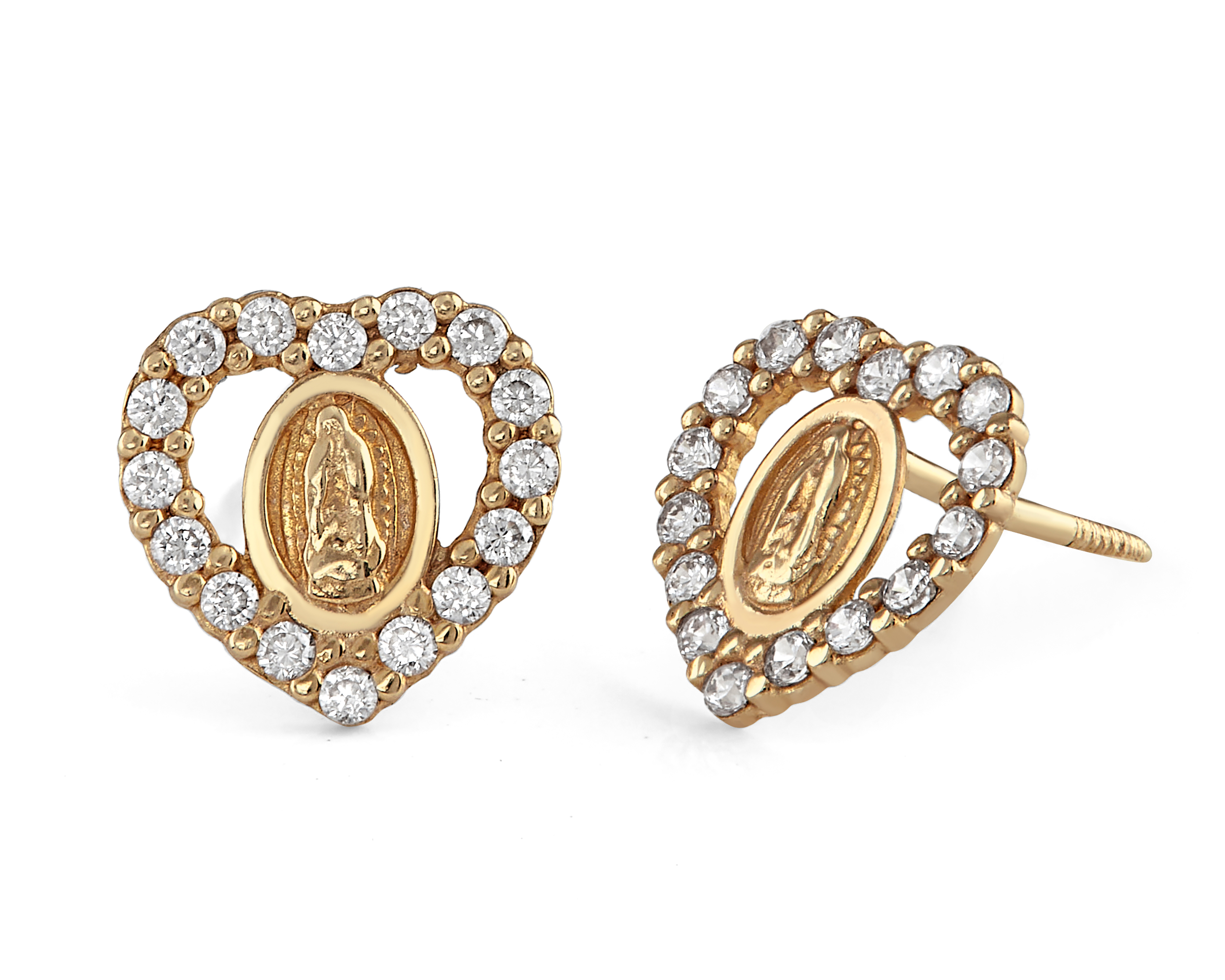 Broqueles Virgen de Guadalupe de Oro 10K Sabelli