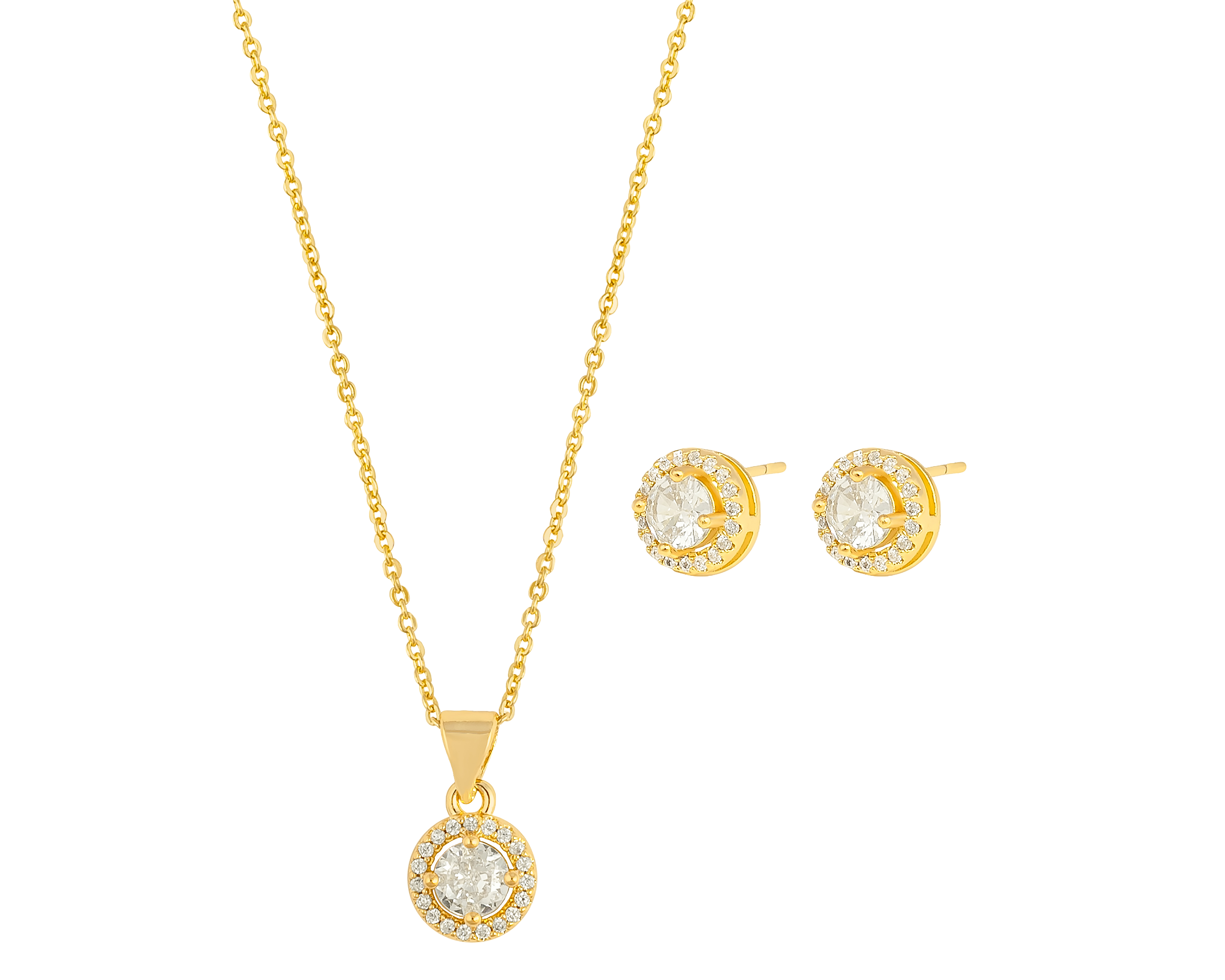 Collar y Aretes de Chapa de Oro Plafer