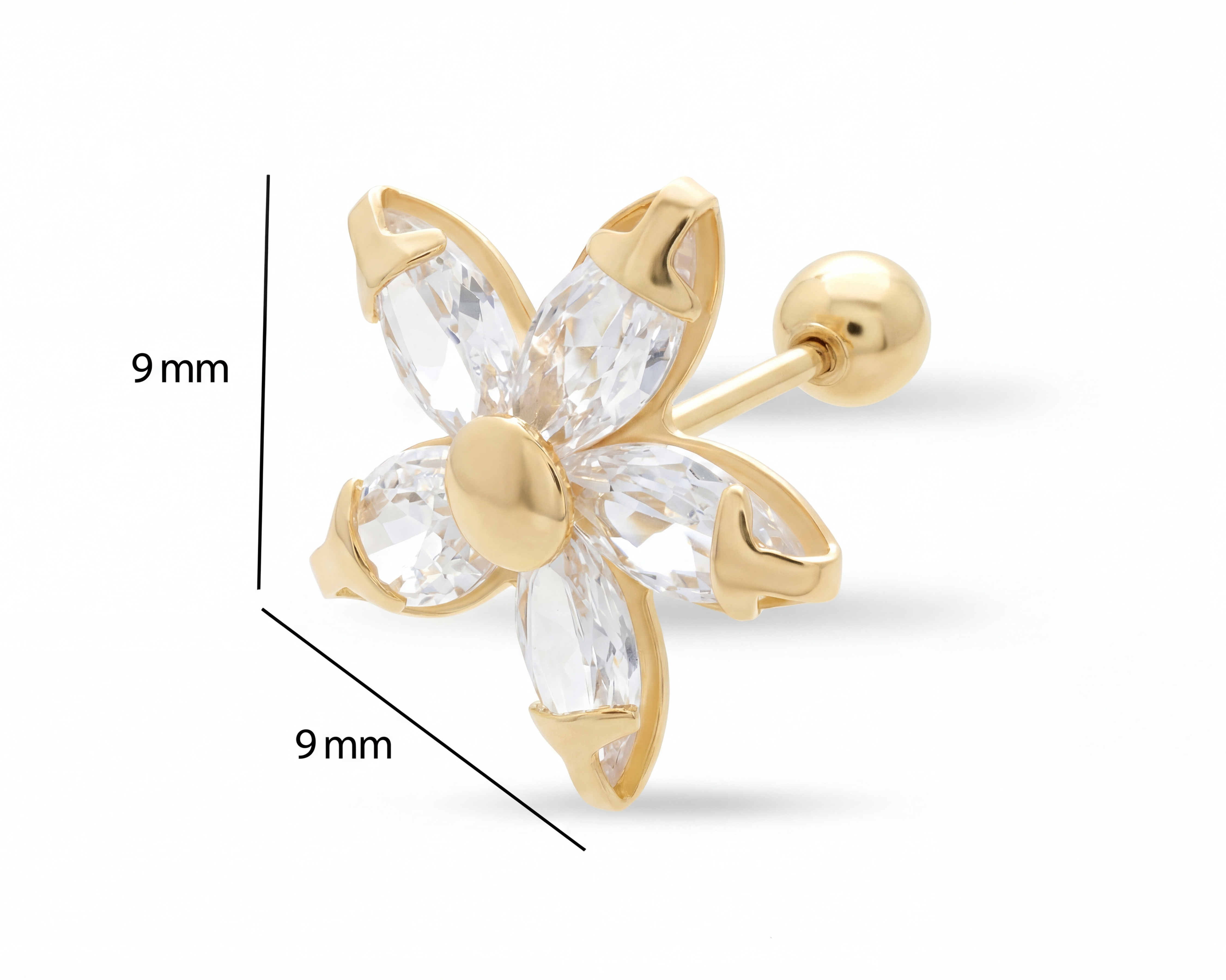 Foto 5 | Foto 5 | Broqueles Flor de Oro 10K Sentimientos