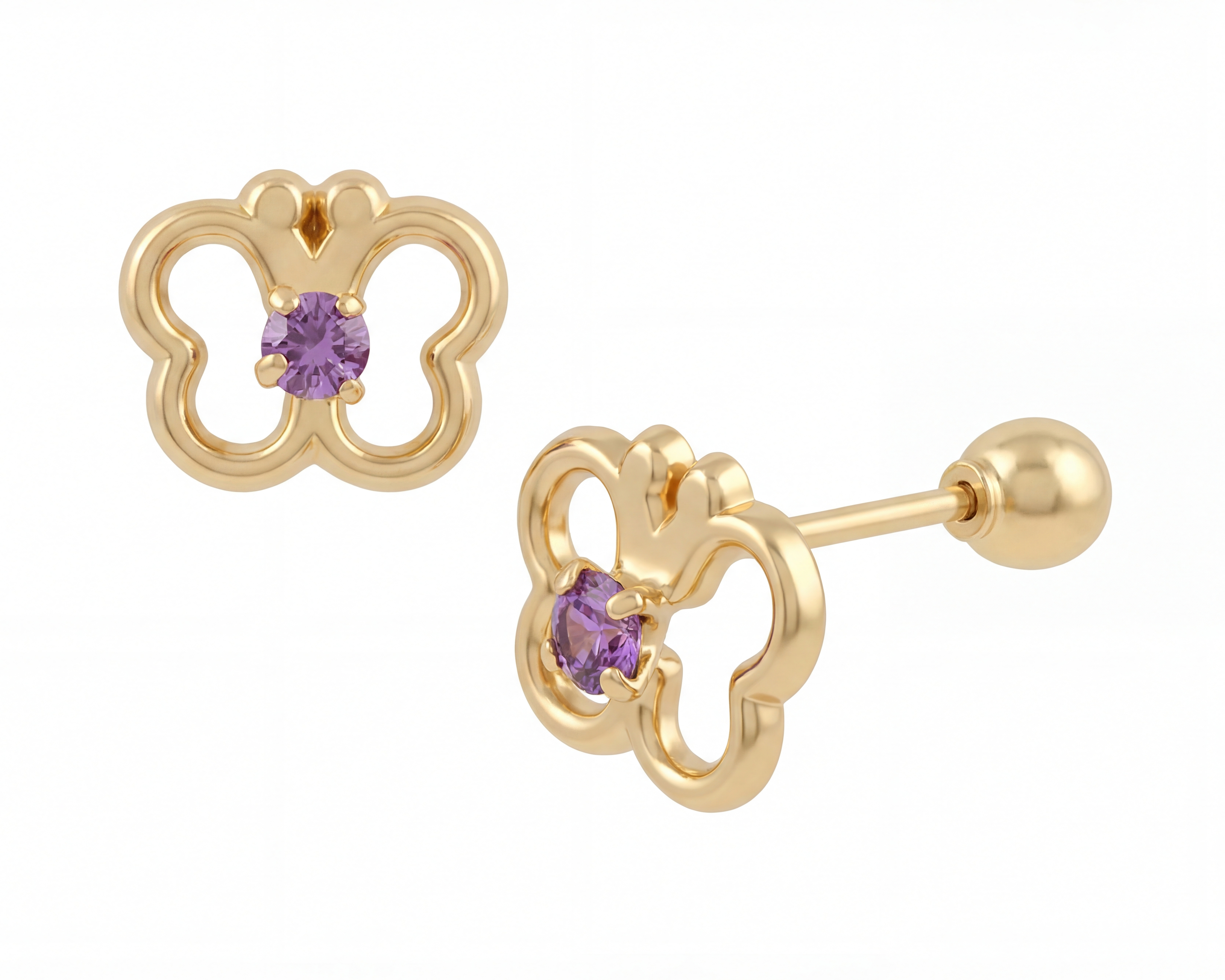 Broqueles Mariposa de Oro 10K Baby Colors