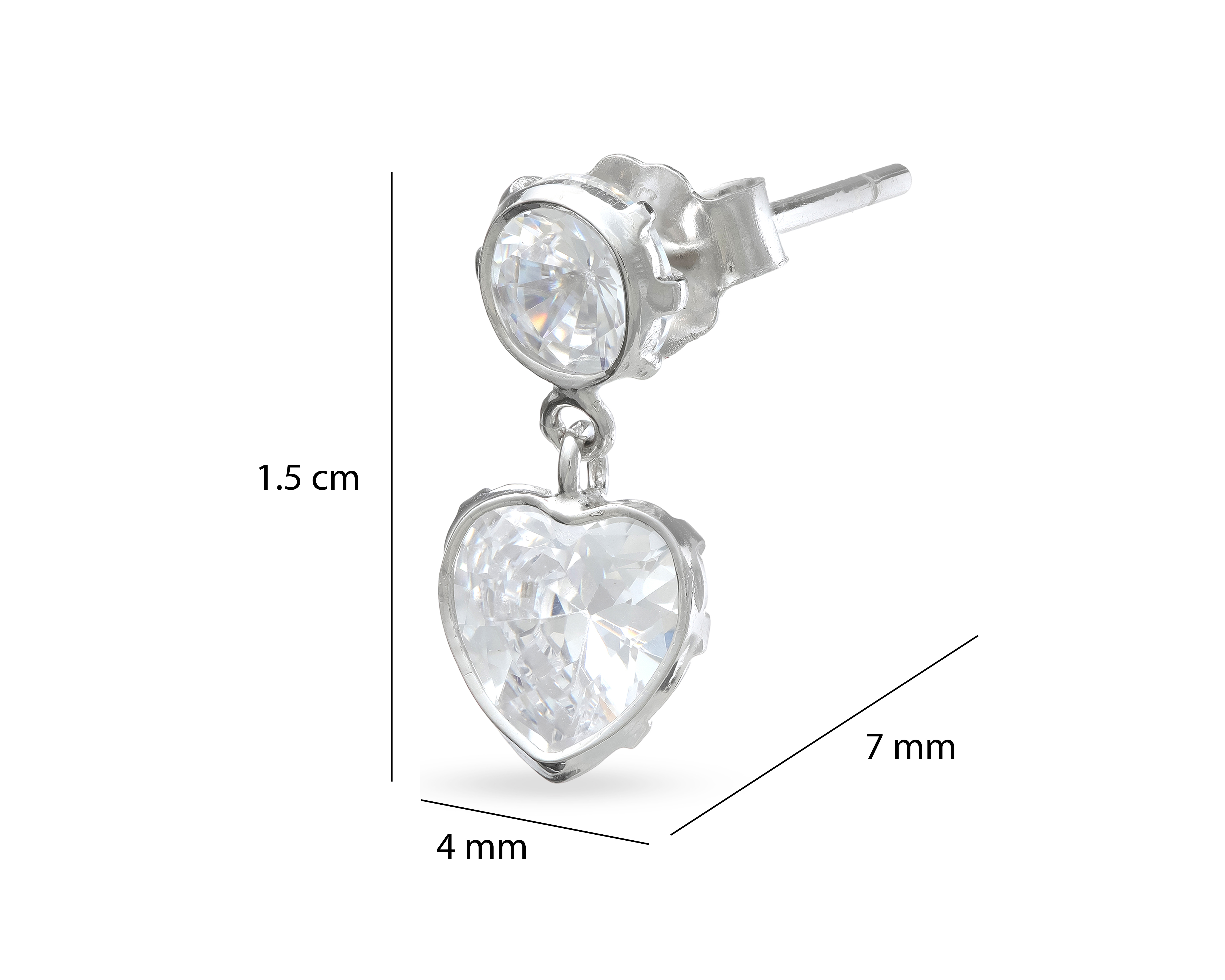 Foto 6 pulgar | Foto 5 | Aretes Corazón de Plata Sahara