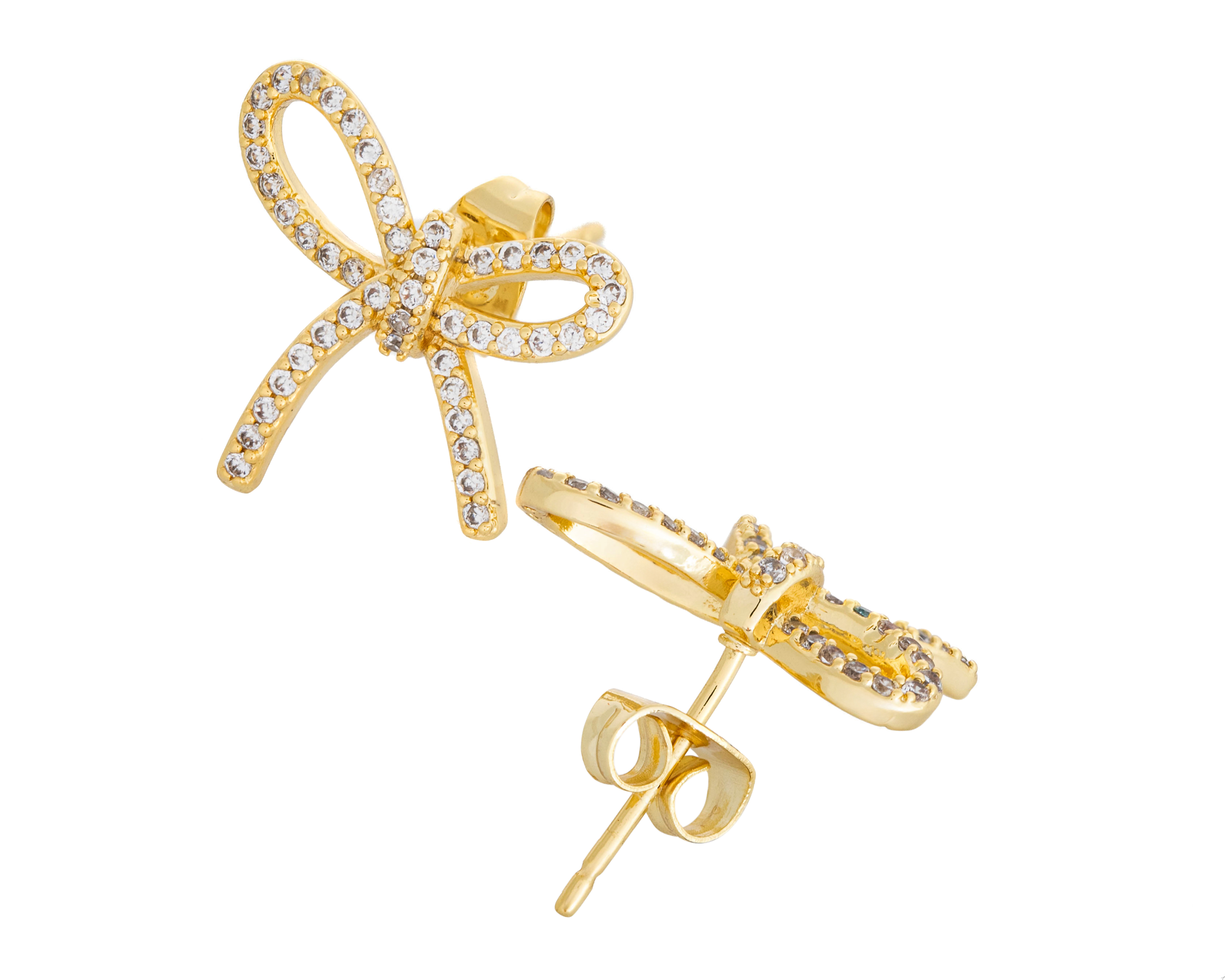 Foto 3 pulgar | Foto 2 | Aretes Moño de Chapa de Oro 14k By Adina Eden