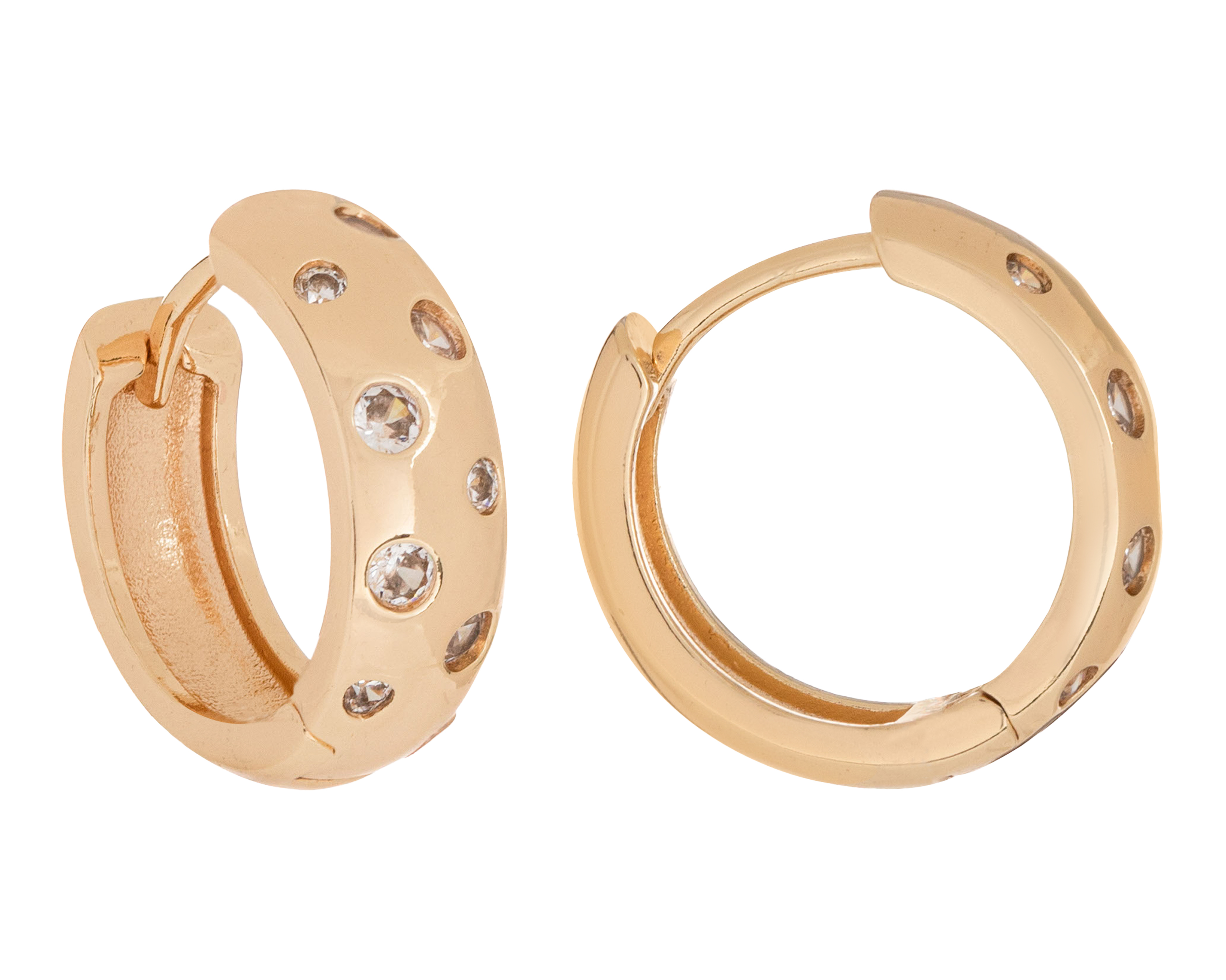 Foto 2 pulgar | Foto 1 | Aretes de Chapa de Oro 18k Steeltime