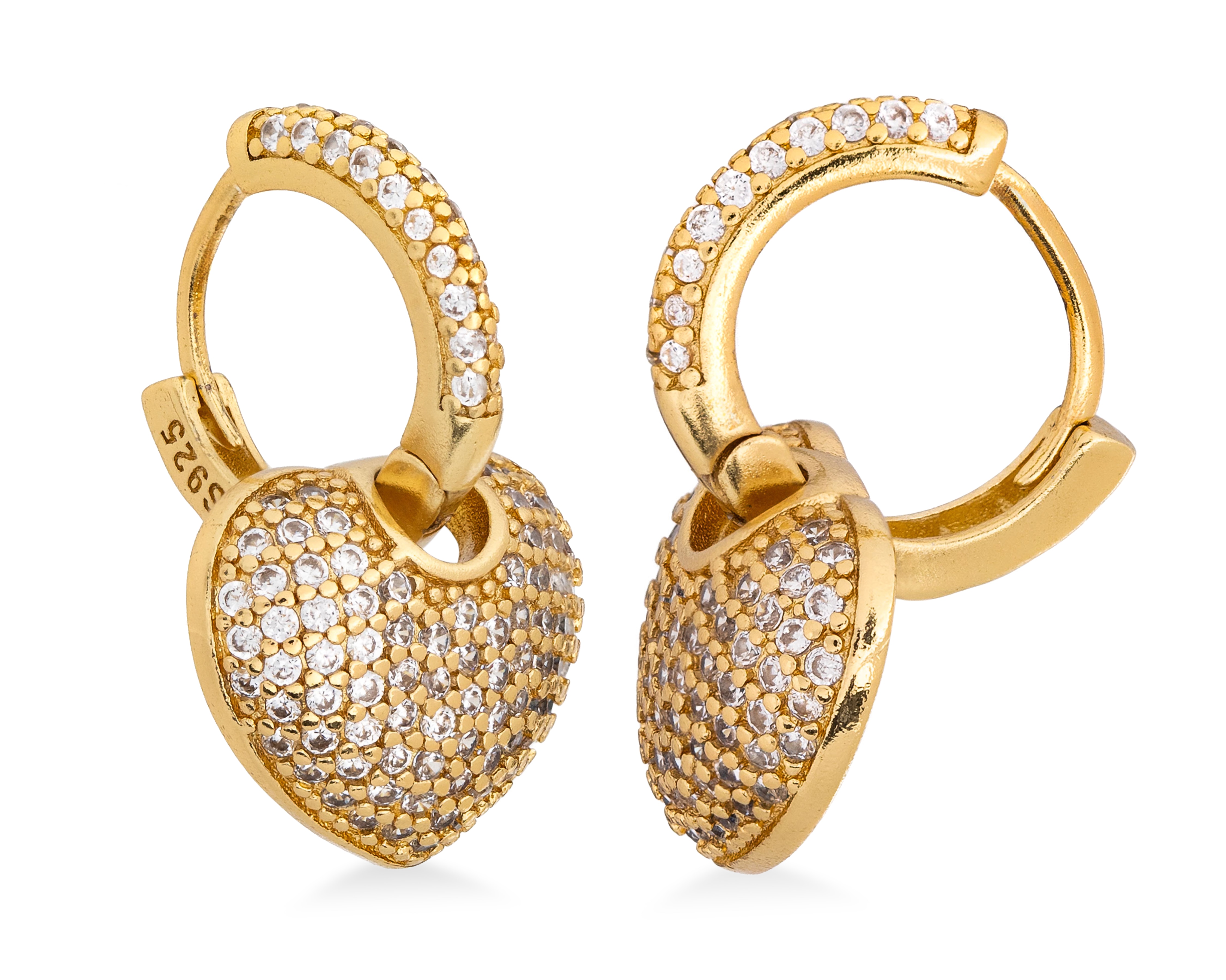 Aretes Corazón Chapa de Oro 18k Fun Jewelry