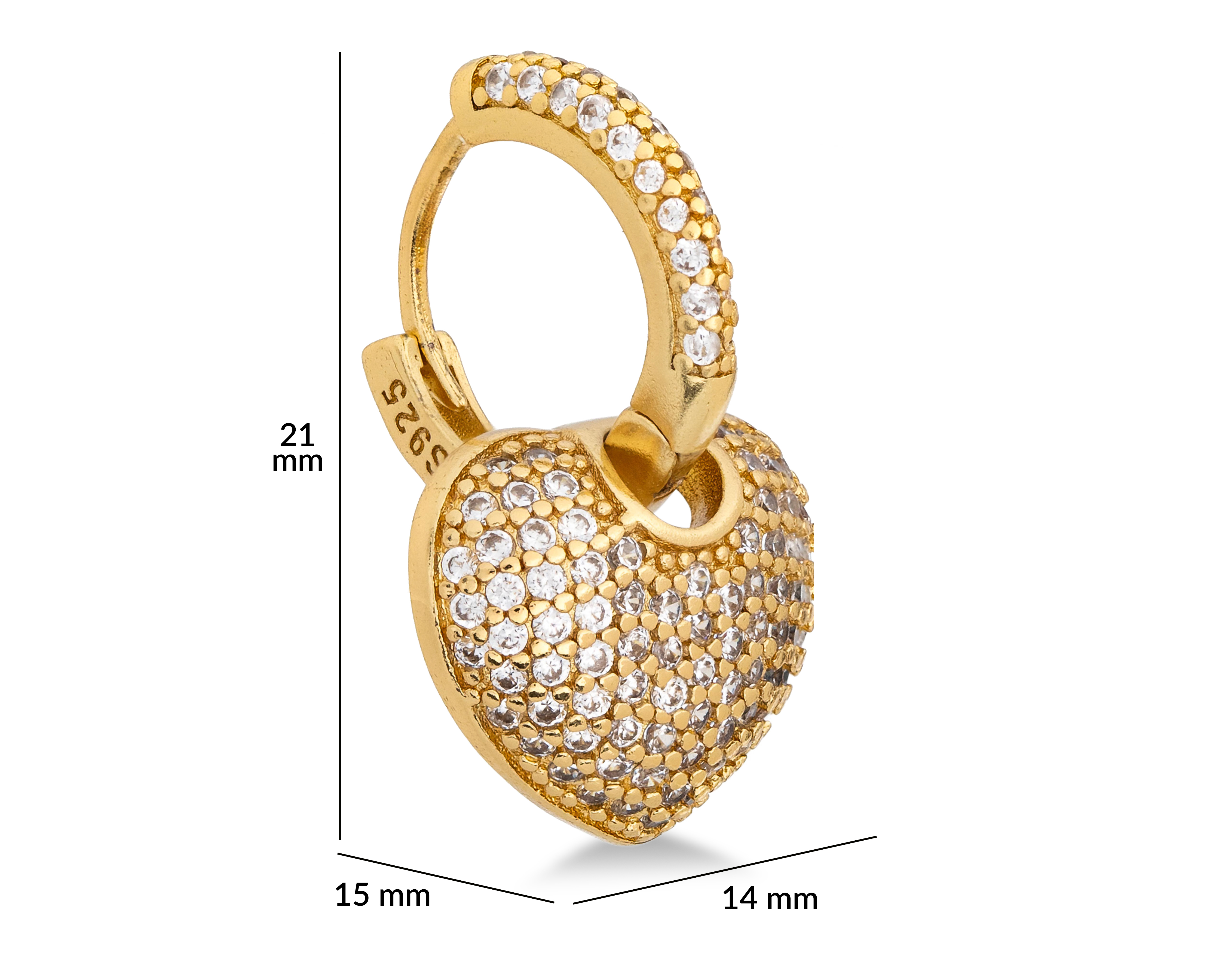 Foto 6 pulgar | Foto 5 | Aretes Corazón Chapa de Oro 18k Fun Jewelry