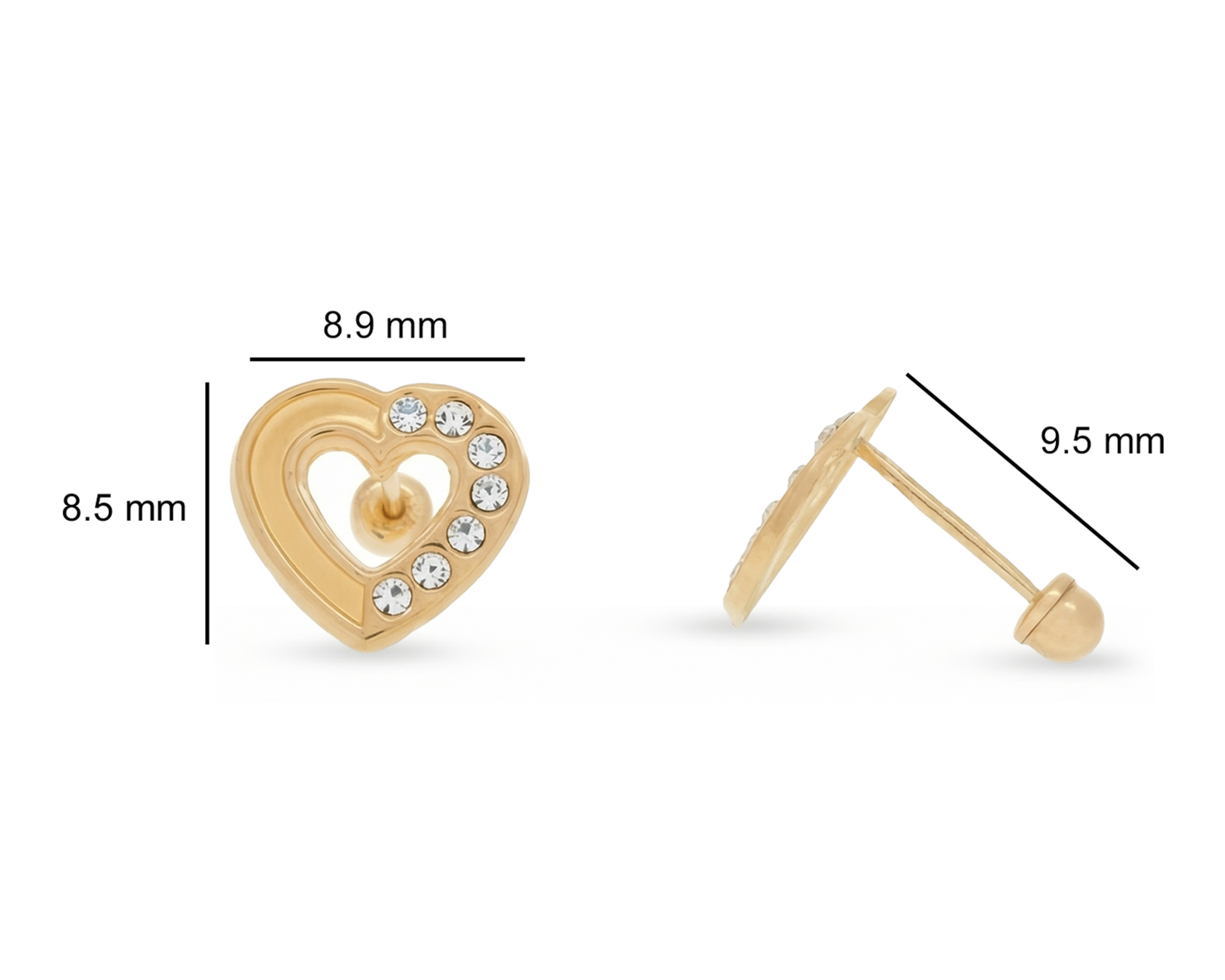 Foto 6 pulgar | Foto 5 | Broqueles Corazón de Oro 10K Sabelli