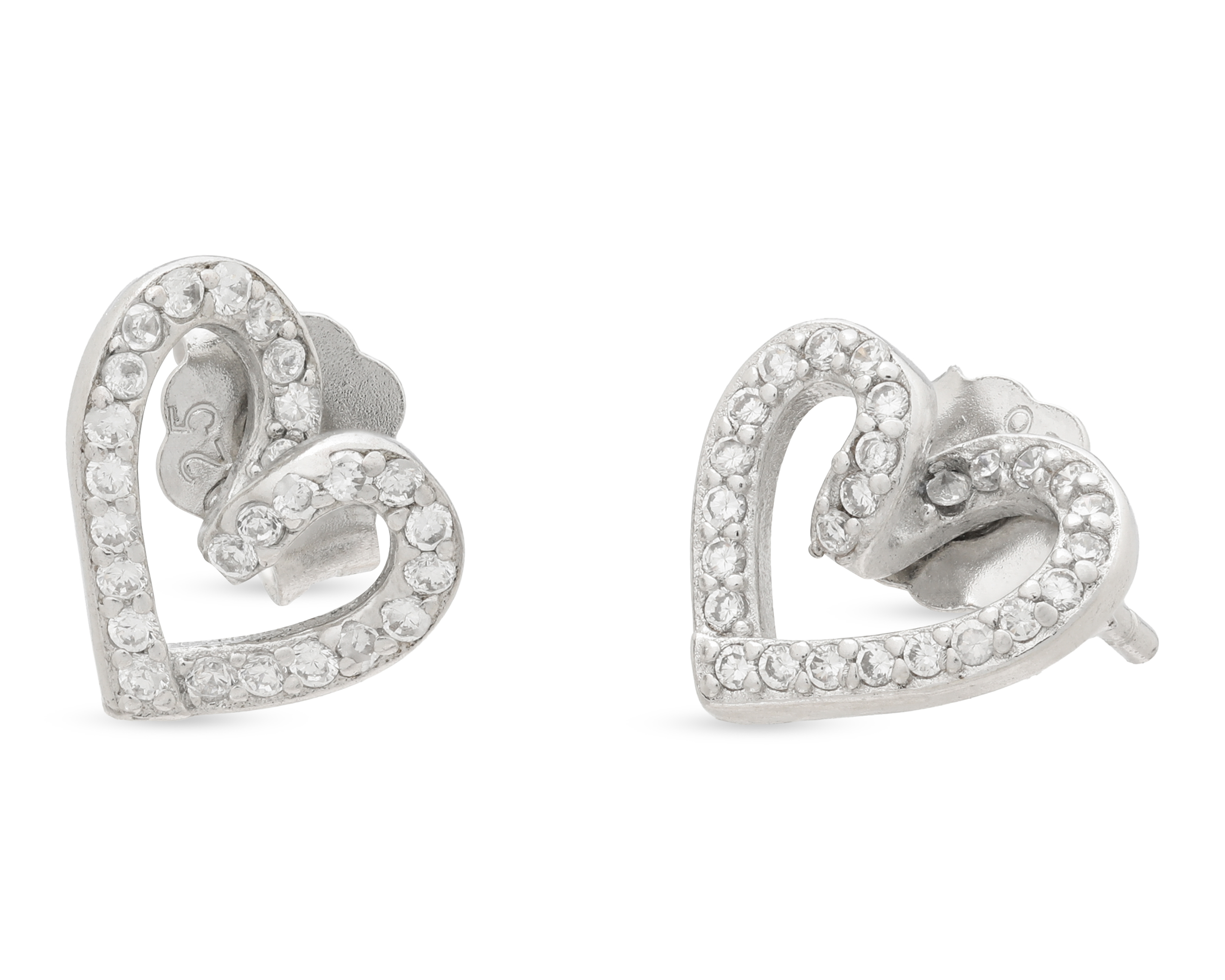 Aretes de Corazón de Plata