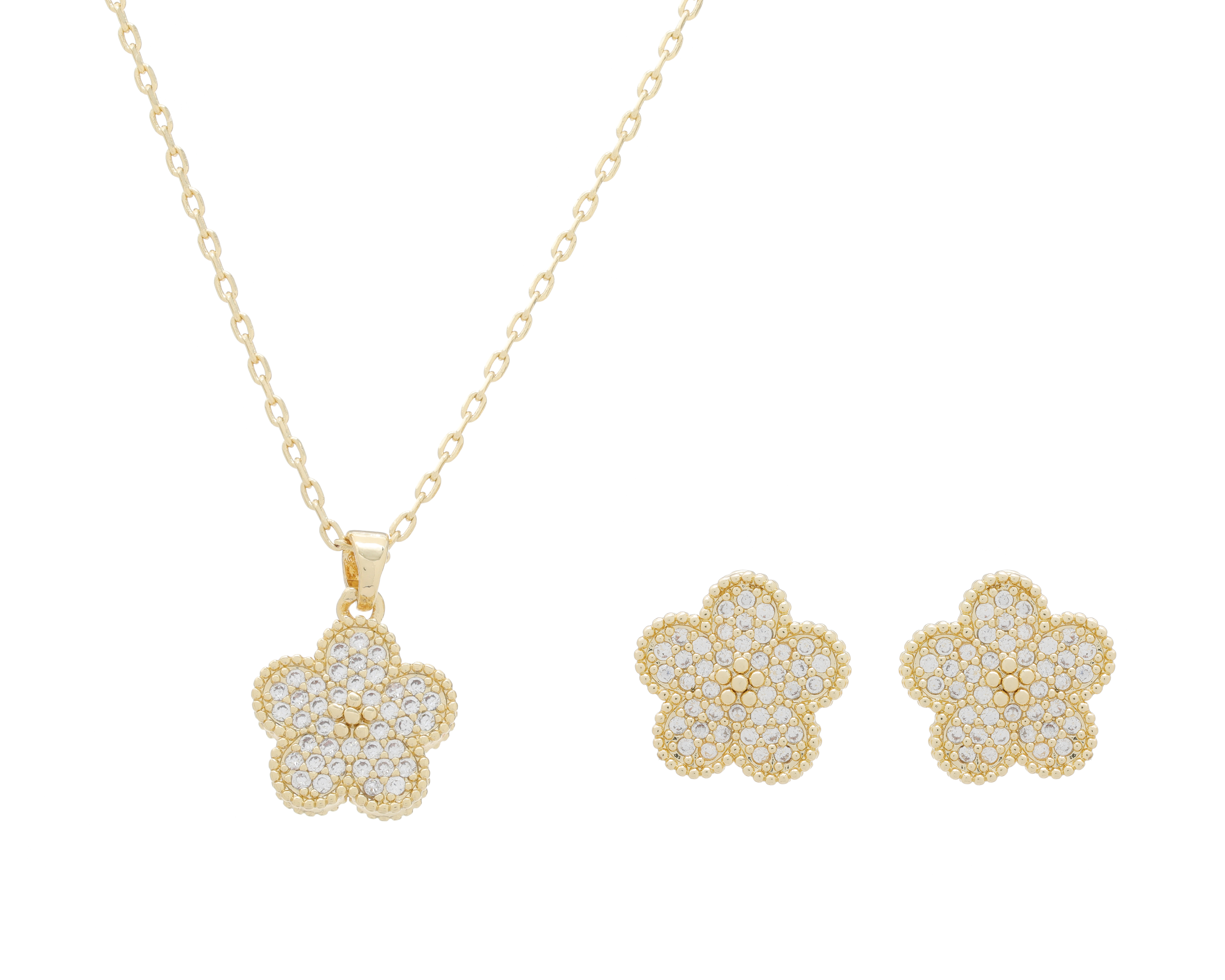 Collar y Aretes de Chapa de Oro By Adina Eden 2 Piezas