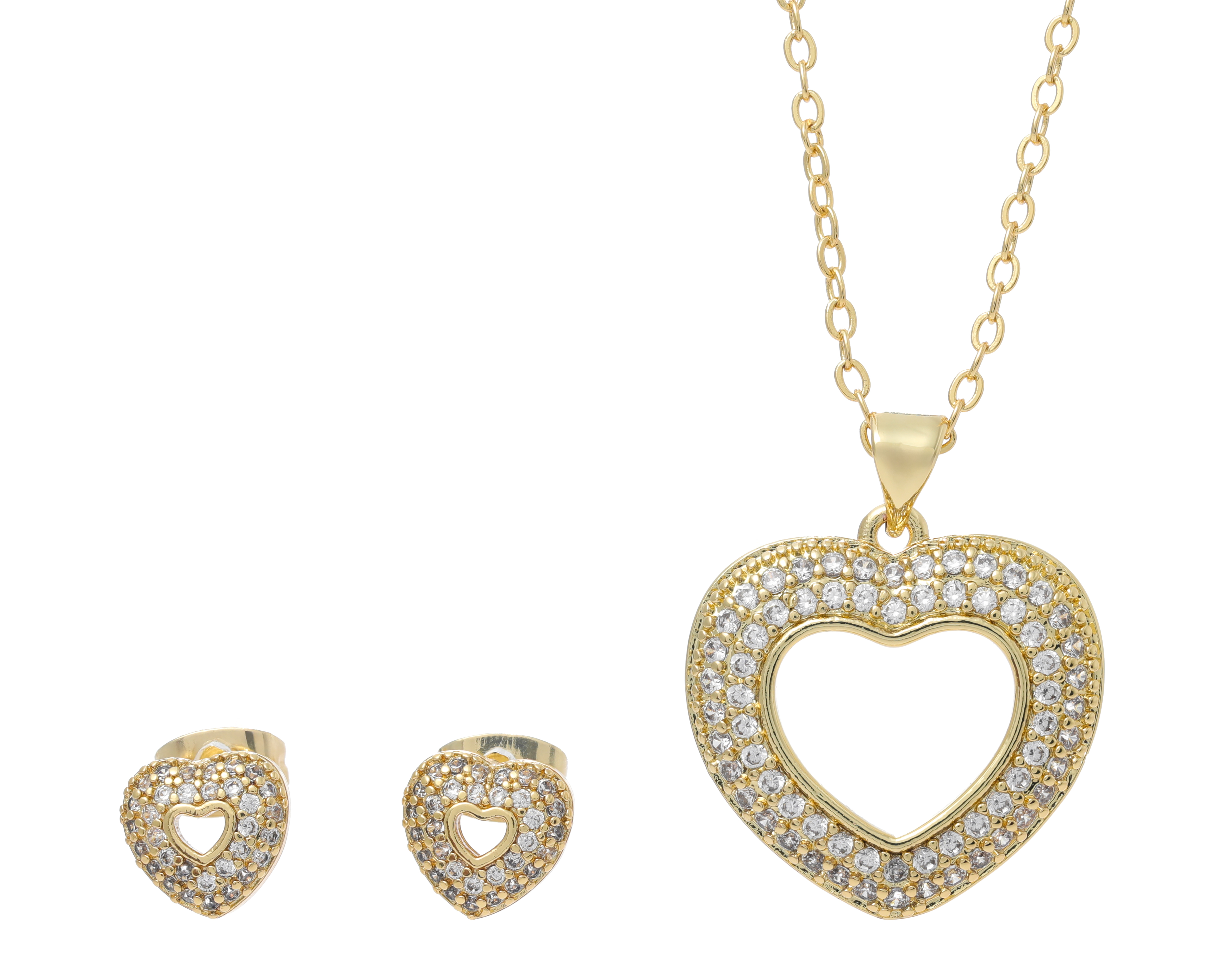 Foto 2 pulgar | Foto 1 | Collar y Aretes Steeltime de Chapa de Oro 3 Piezas