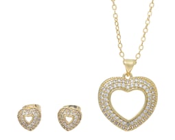 Collar y Aretes Steeltime de Chapa de Oro 3 Piezas