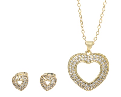 Foto 1 | Foto 1 | Collar y Aretes Steeltime de Chapa de Oro 3 Piezas