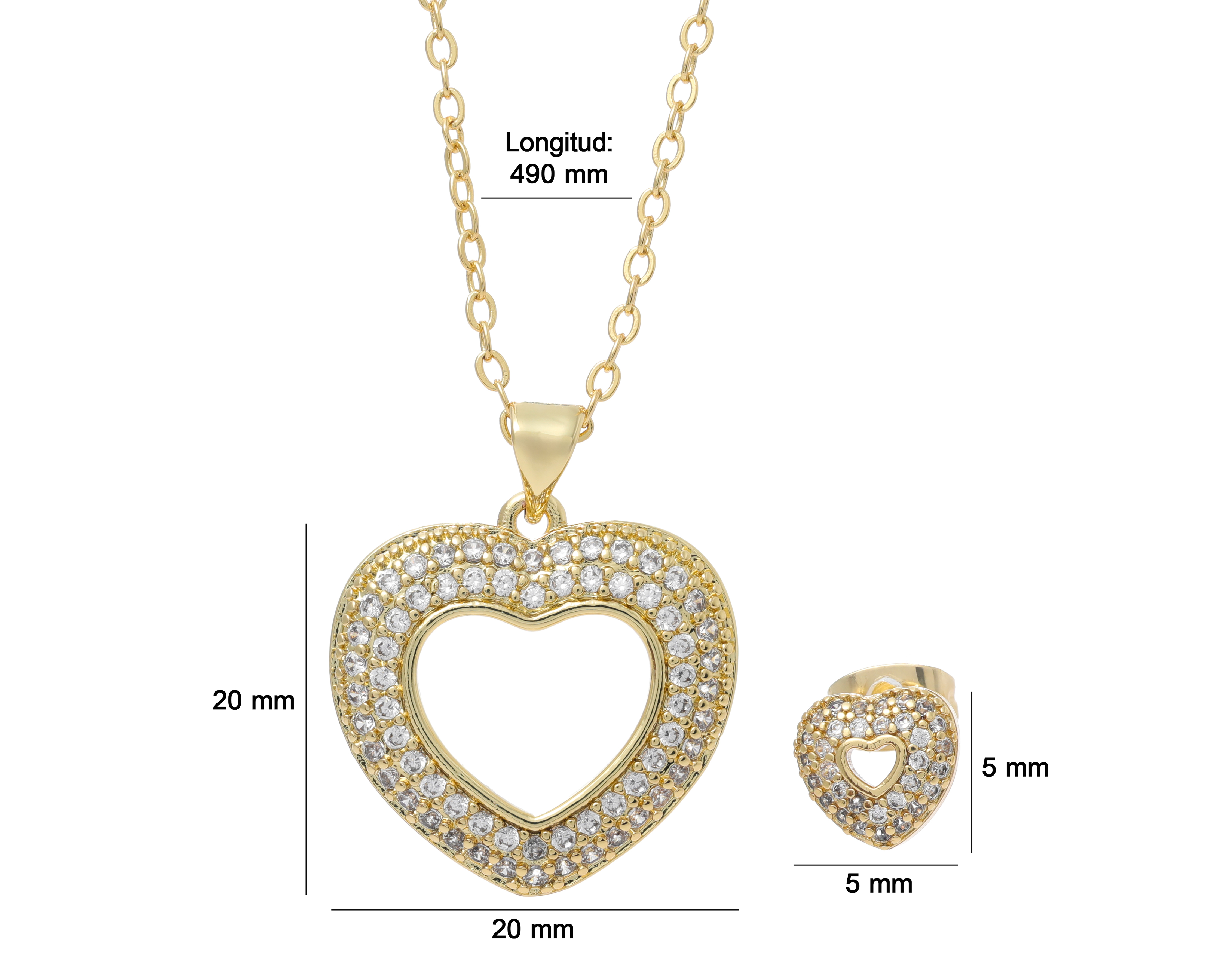 Foto 7 pulgar | Foto 5 | Collar y Aretes Steeltime de Chapa de Oro 3 Piezas