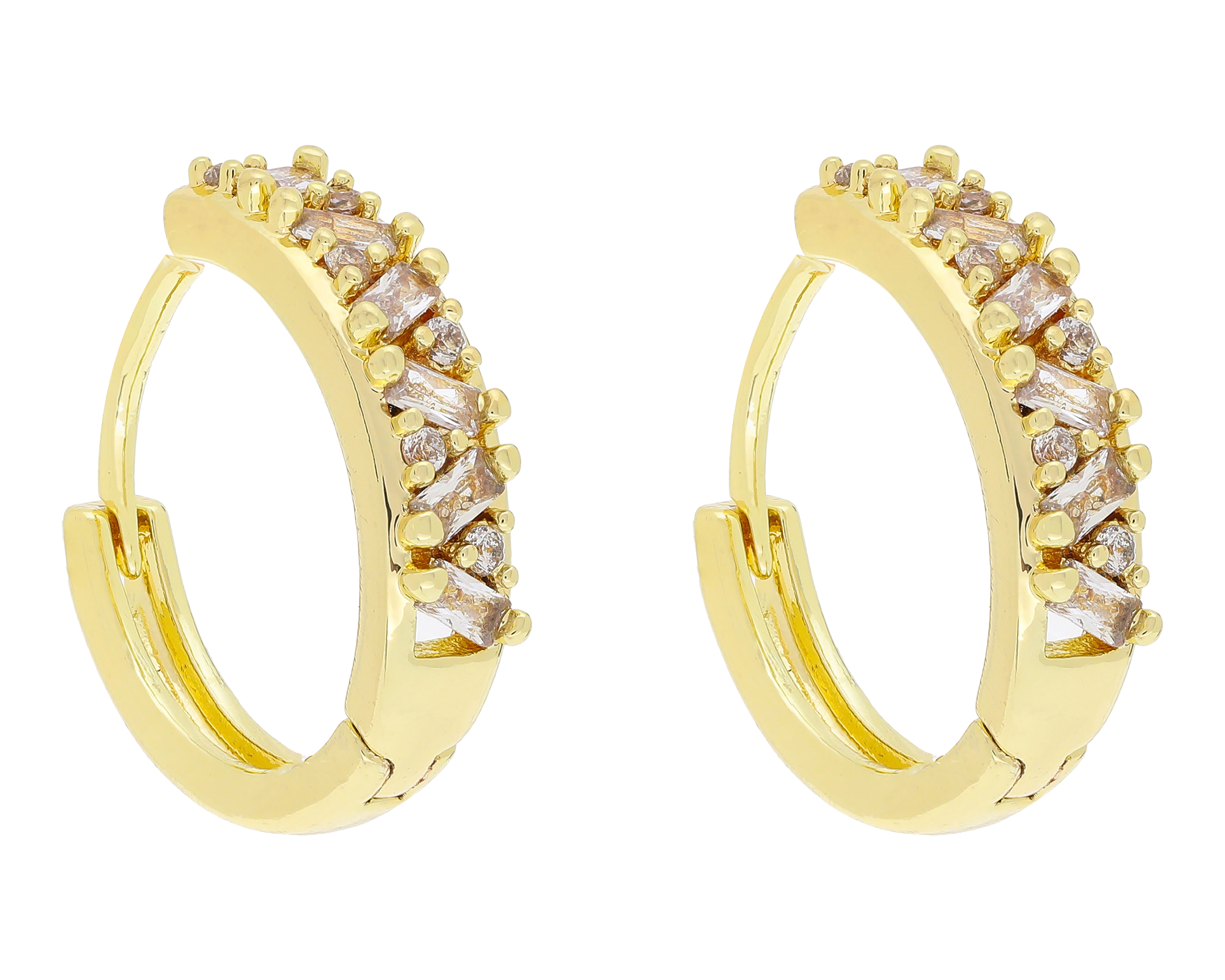 Foto 3 pulgar | Foto 2 | Aretes Chapa de Oro Steeltime