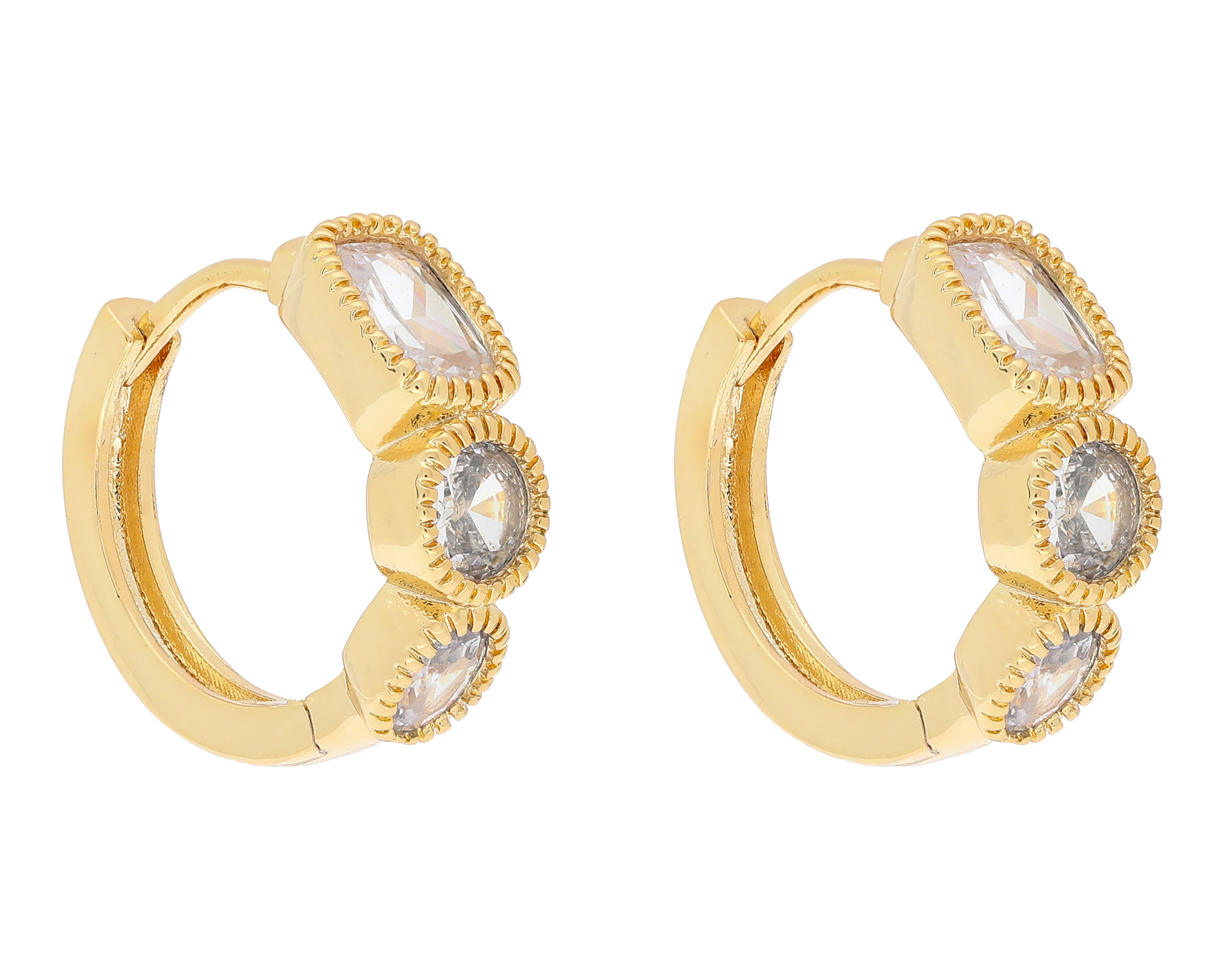 Foto 3 pulgar | Foto 2 | Aretes Chapa de Oro Steeltime