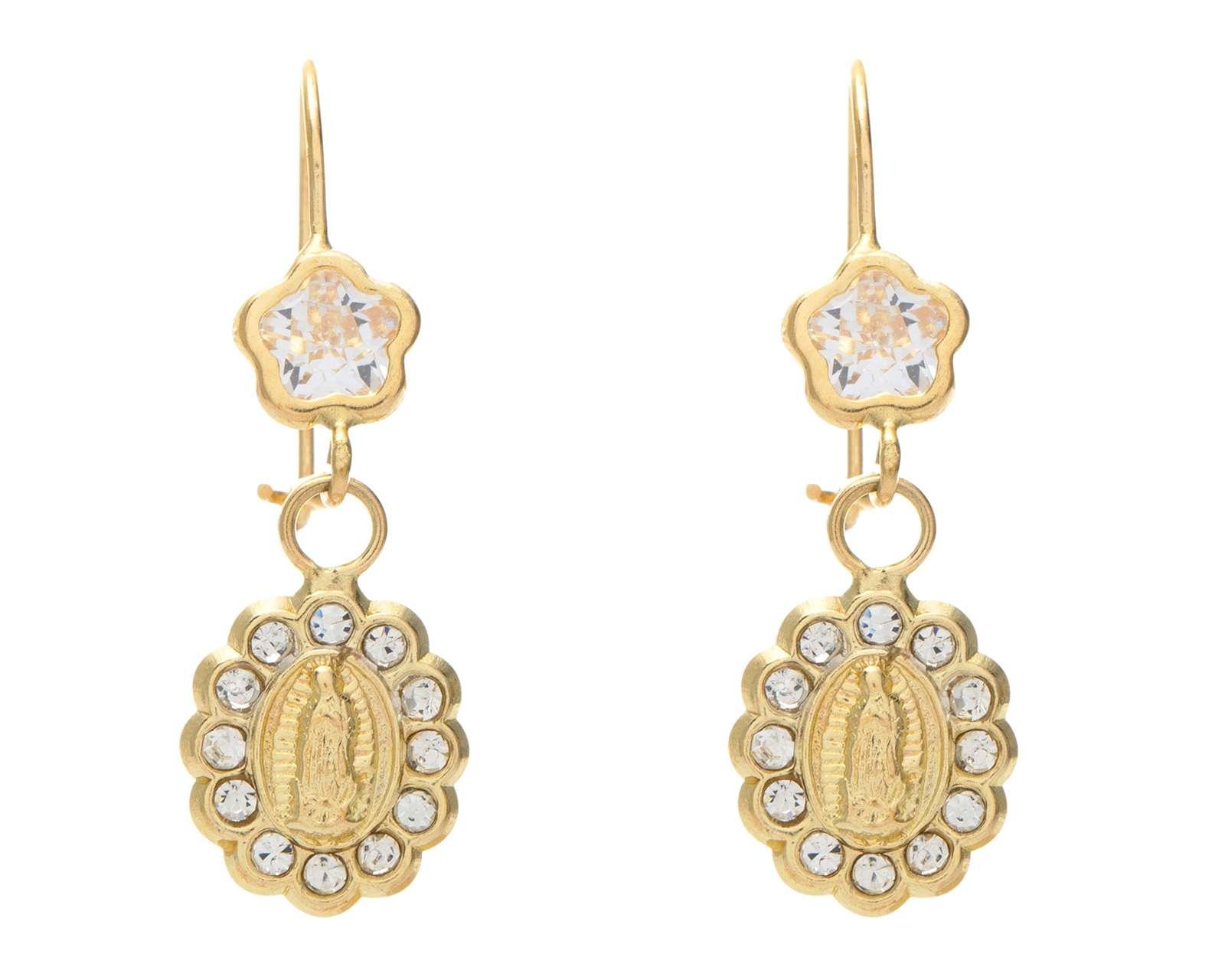 Aretes Virgen de Guadalupe de Oro 10K Sentimientos