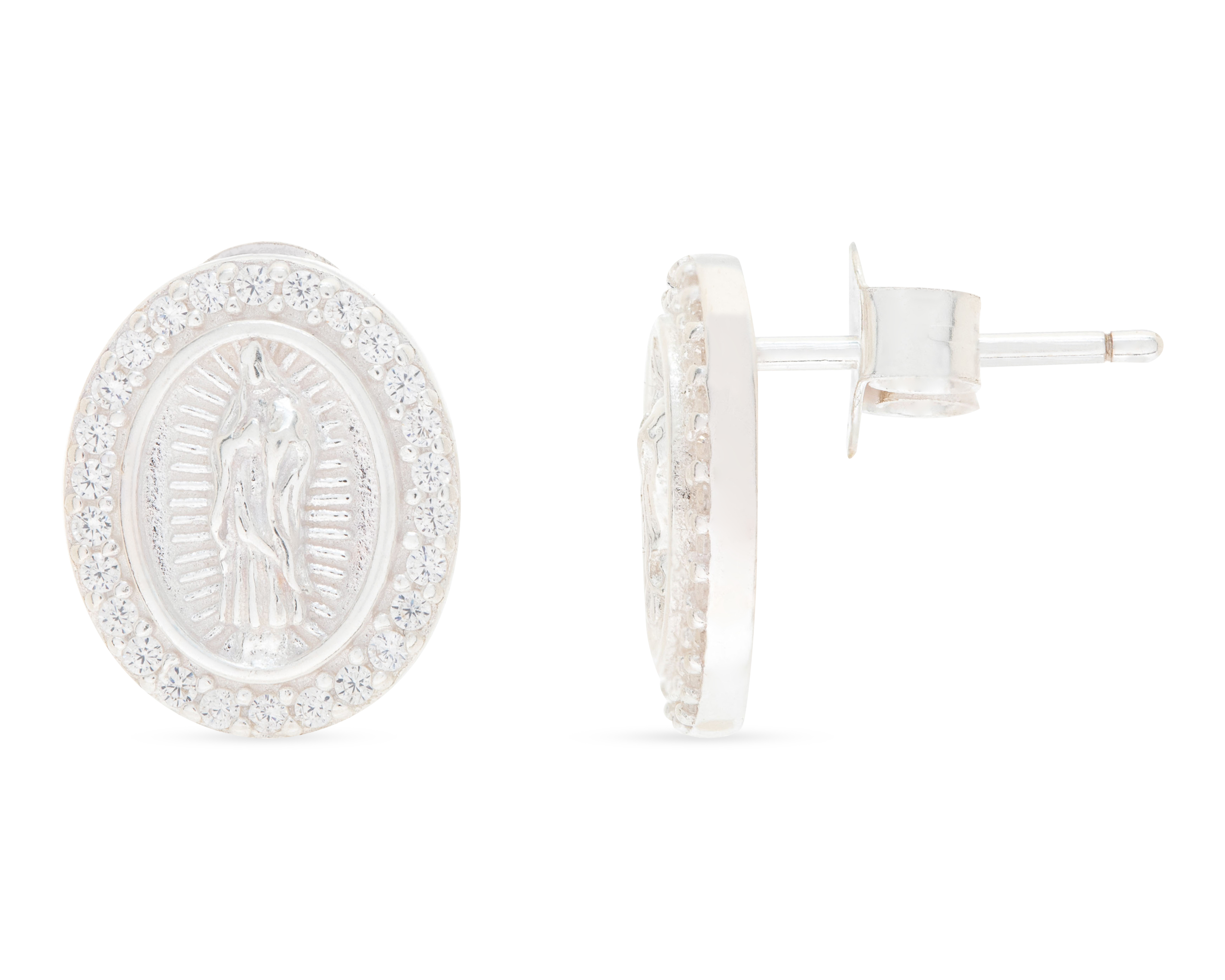 Foto 3 pulgar | Foto 2 | Aretes Virgen de Guadalupe de Plata Best Silver