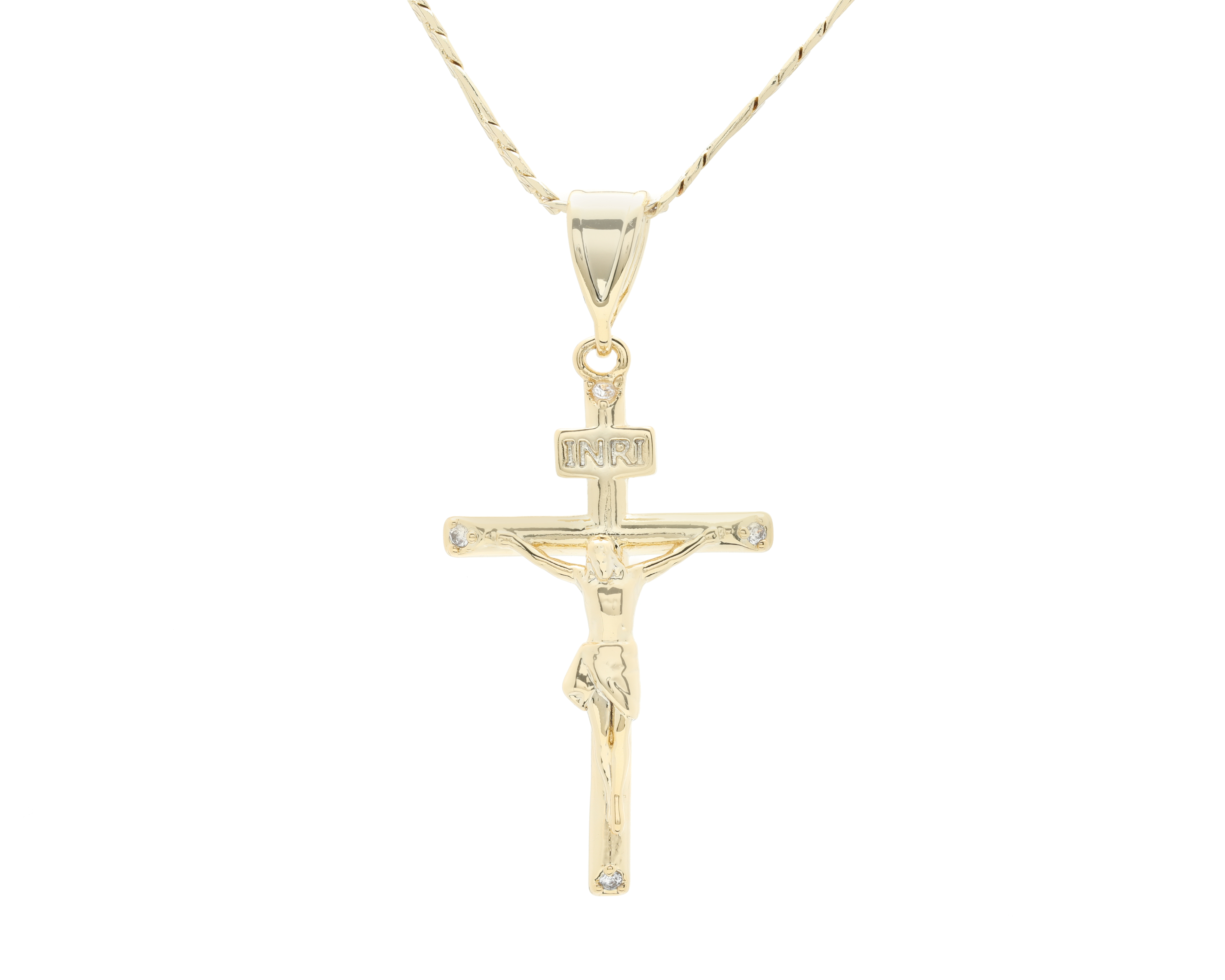 Collar Crucifijo de Chapa de Oro Zokko