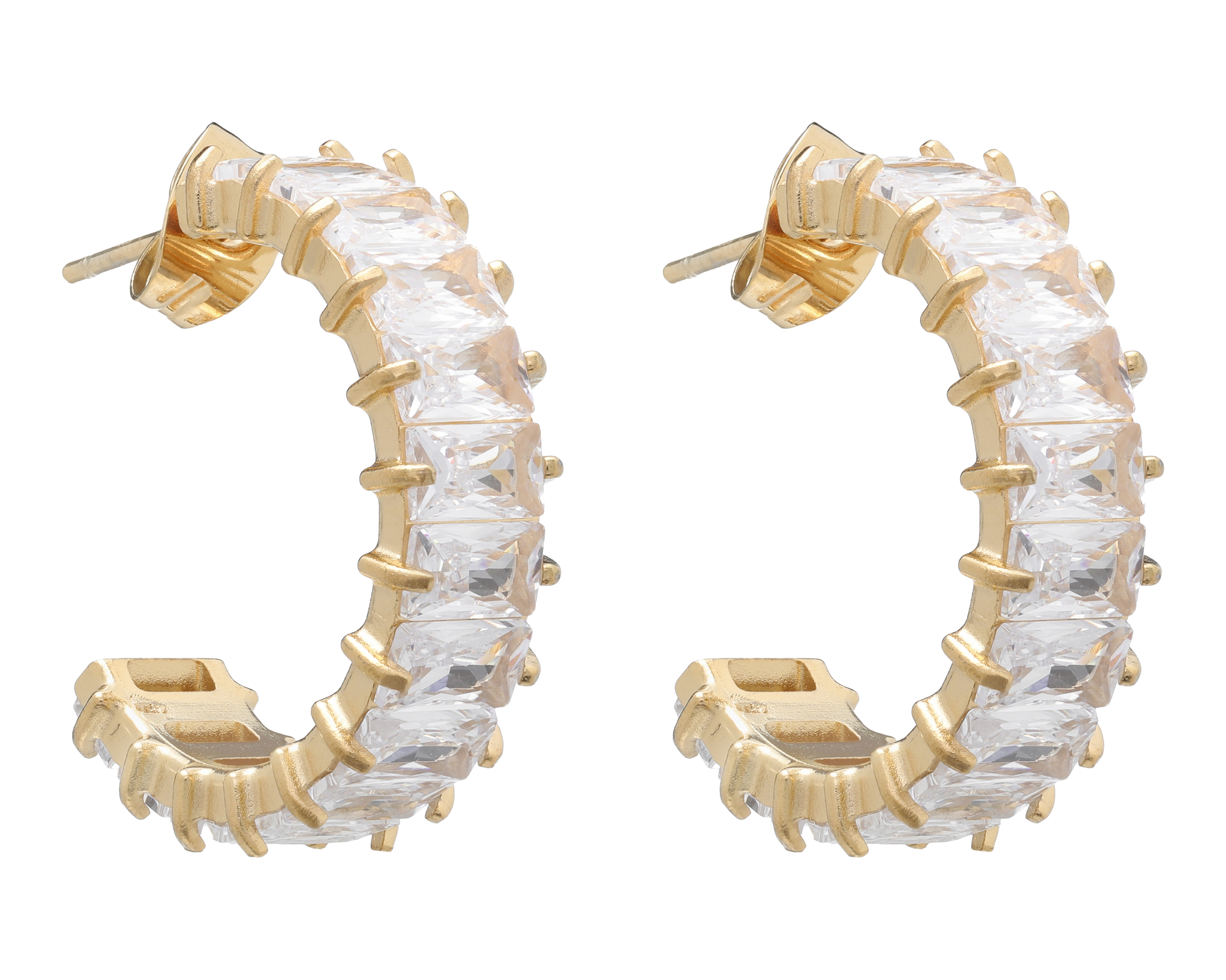 Foto 3 pulgar | Foto 2 | Arracadas de Medio Aro Chapa de Oro 18 K Jennifer Lopez