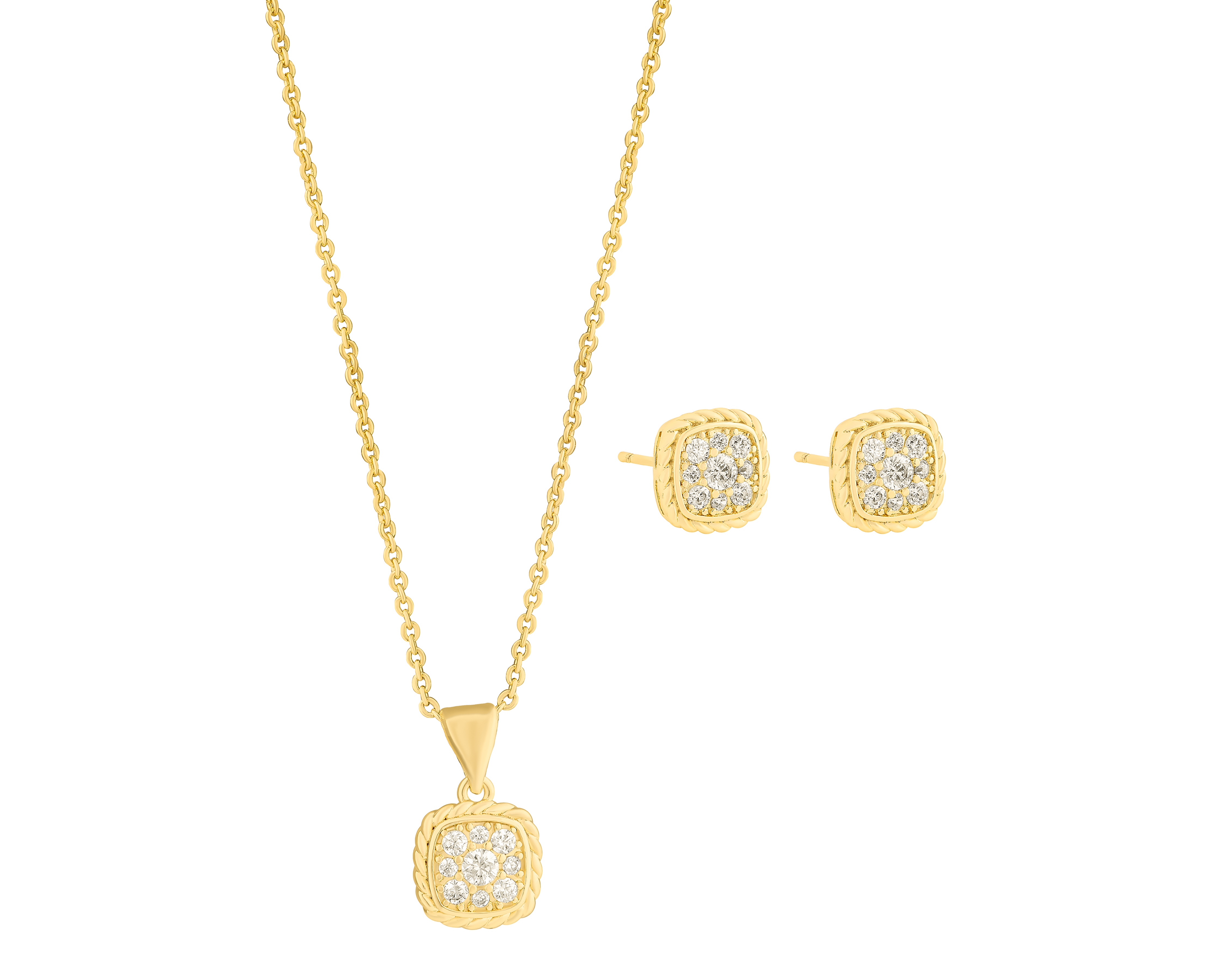 Collar y Aretes Chapa de Oro Plafer 2 Piezas