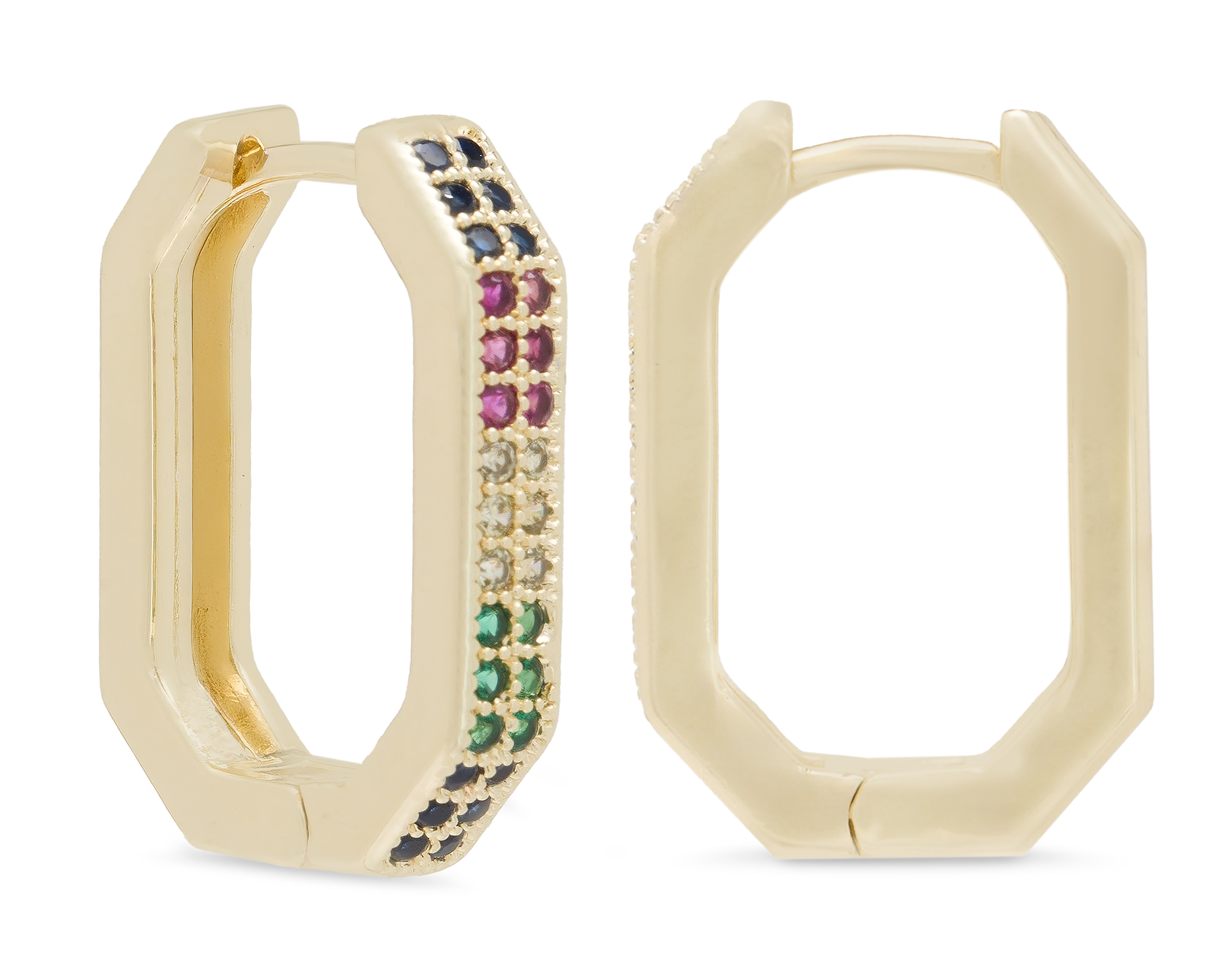 Arracadas Hexagonales Chapa de Oro 14 K