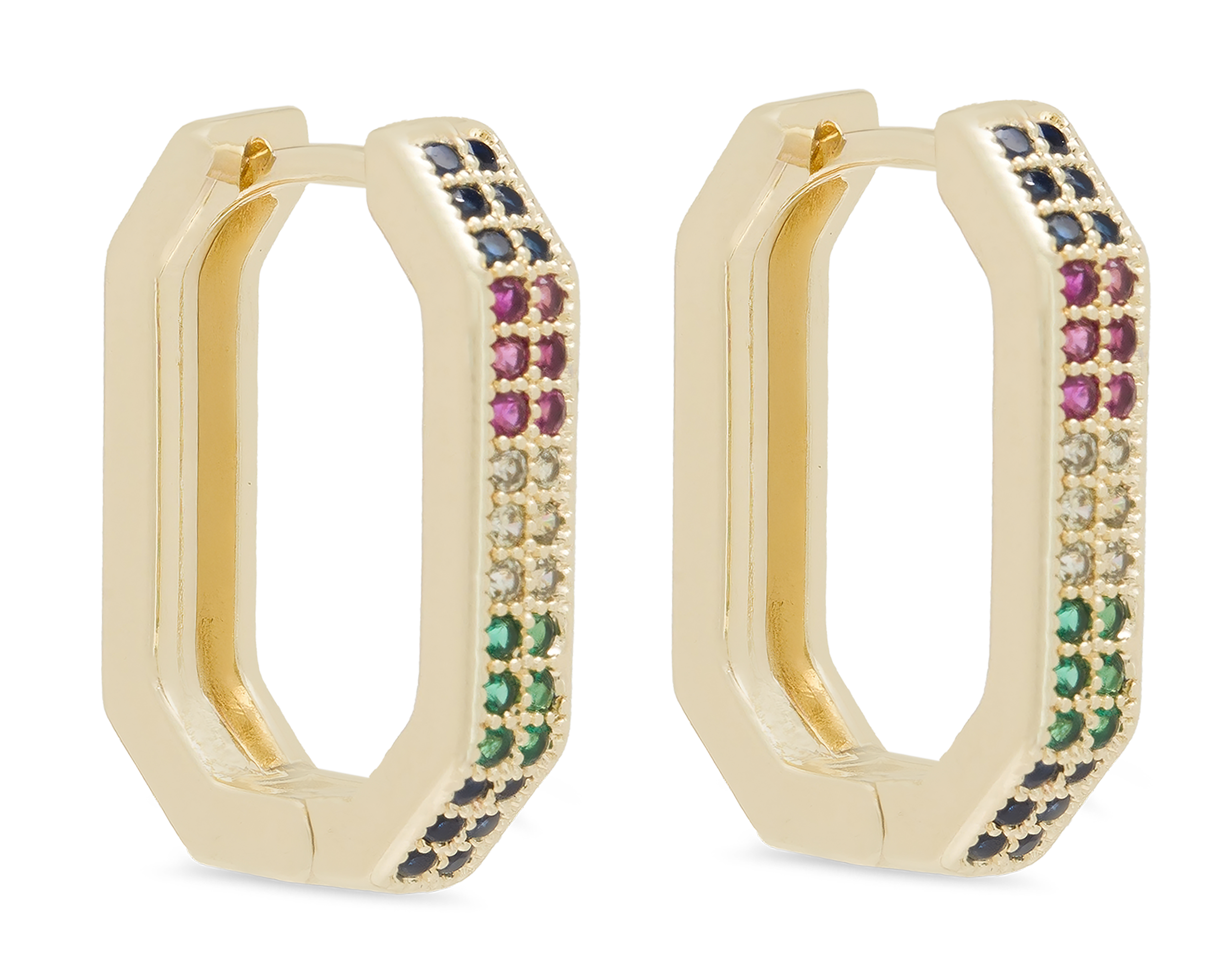 Foto 2 | Foto 2 | Arracadas Hexagonales Chapa de Oro 14 K