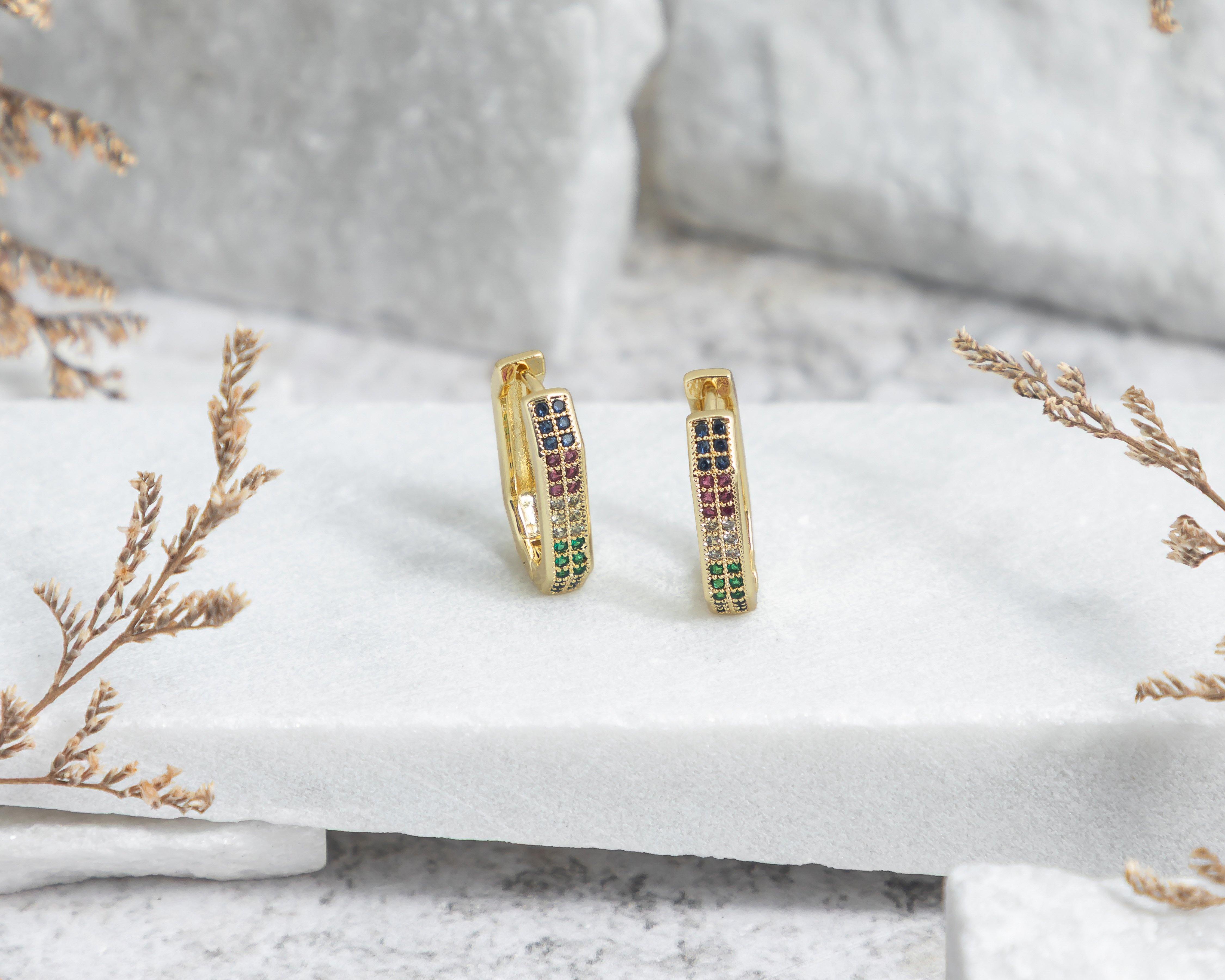 Foto 3 | Foto 3 | Arracadas Hexagonales Chapa de Oro 14 K