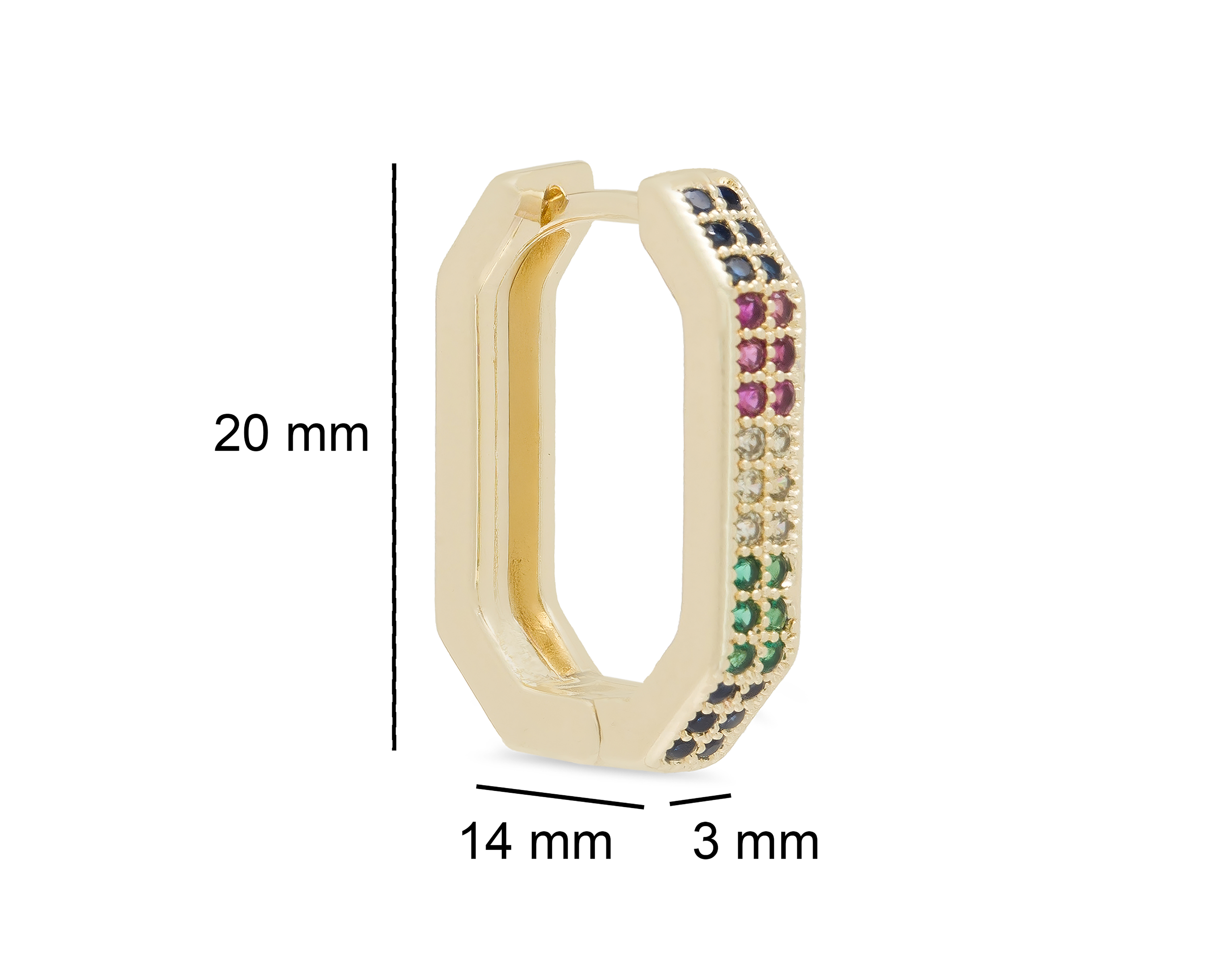 Foto 5 pulgar | Foto 4 | Arracadas Hexagonales Chapa de Oro 14 K