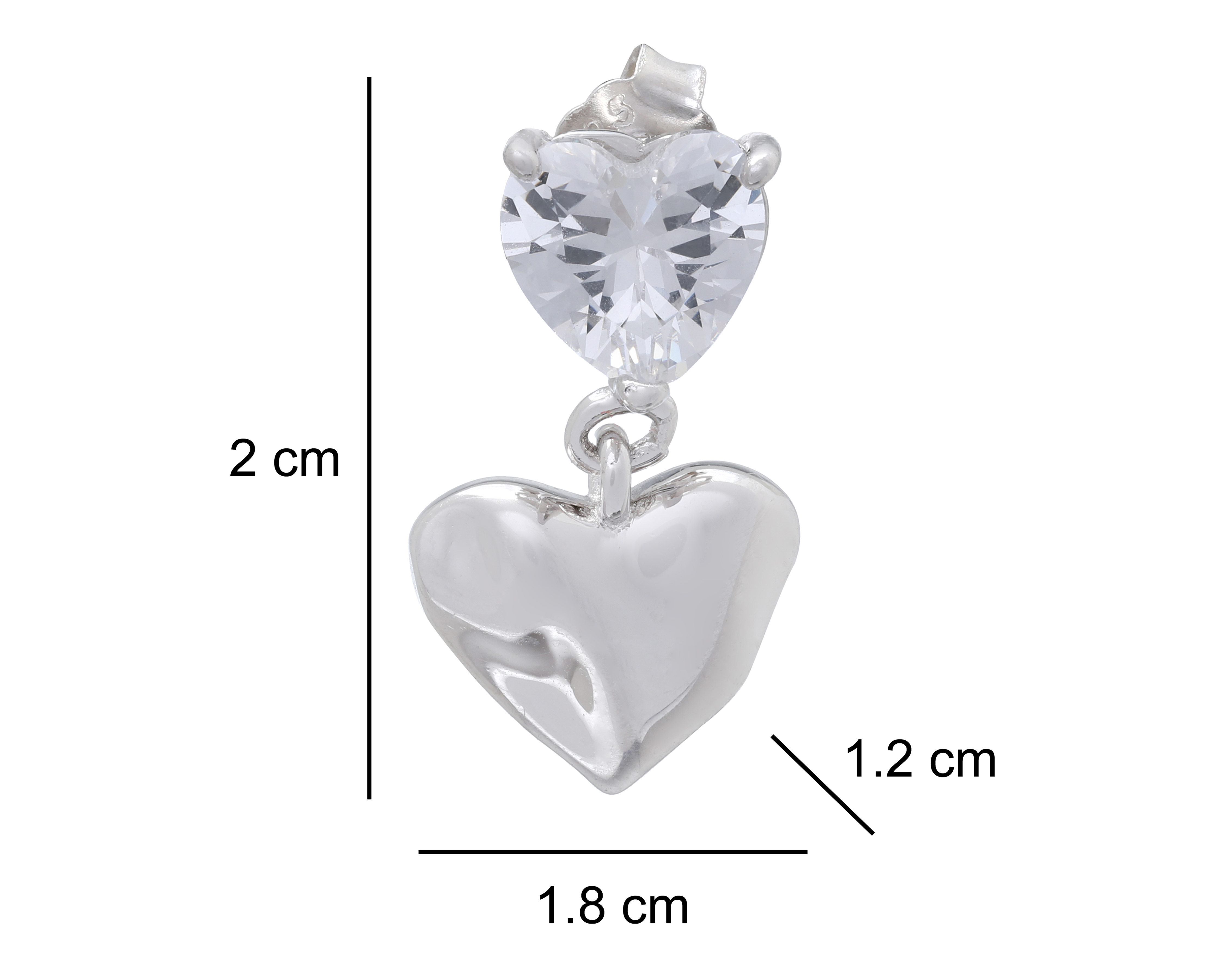 Foto 5 pulgar | Foto 4 | Aretes de Corazón de Plata Sahara