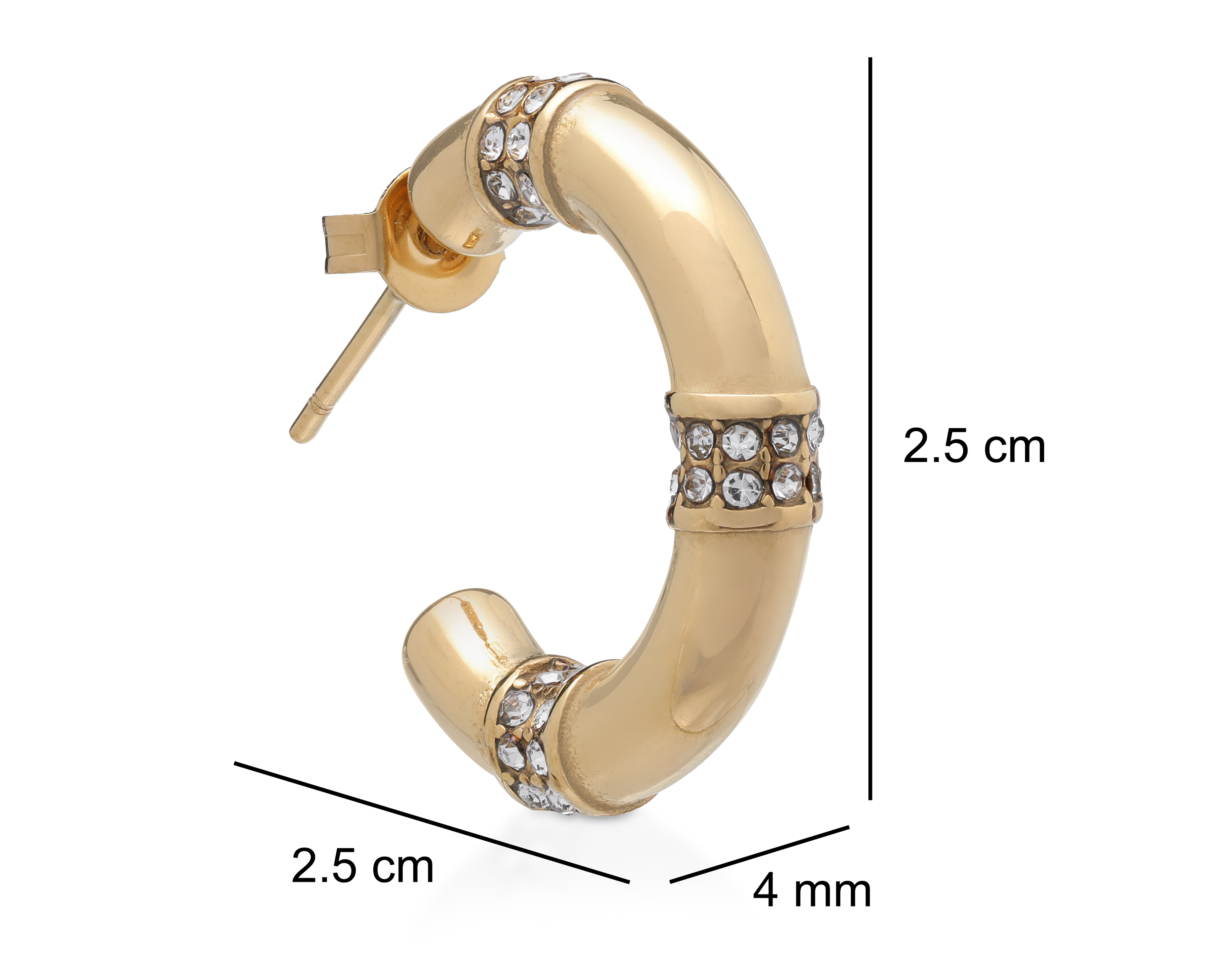 Foto 5 pulgar | Foto 4 | Aretes Medio Aro de Acero Inoxidable