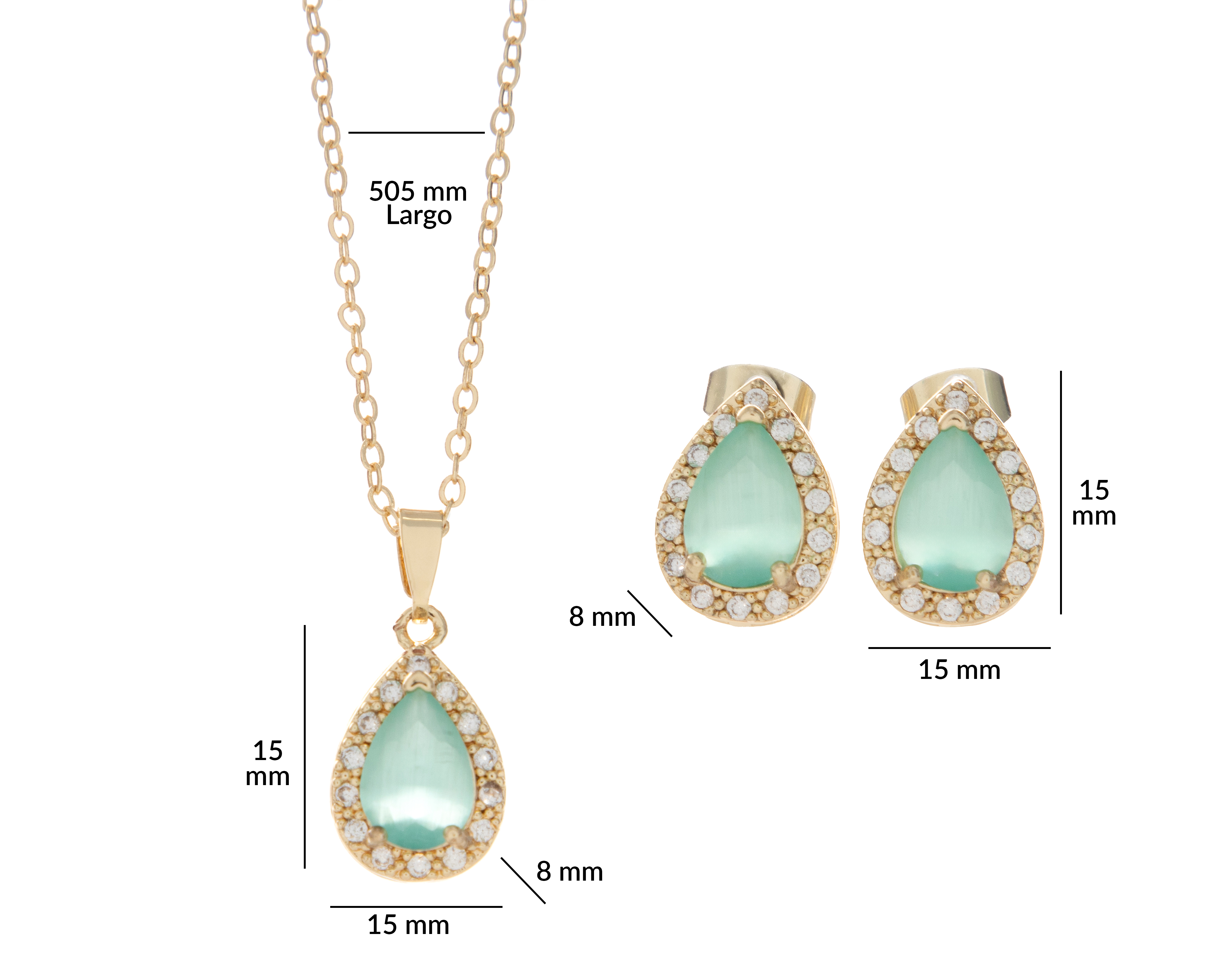 Foto 5 | Foto 5 | Collar y Aretes de Chapa de Oro Diseños CR 2 Piezas