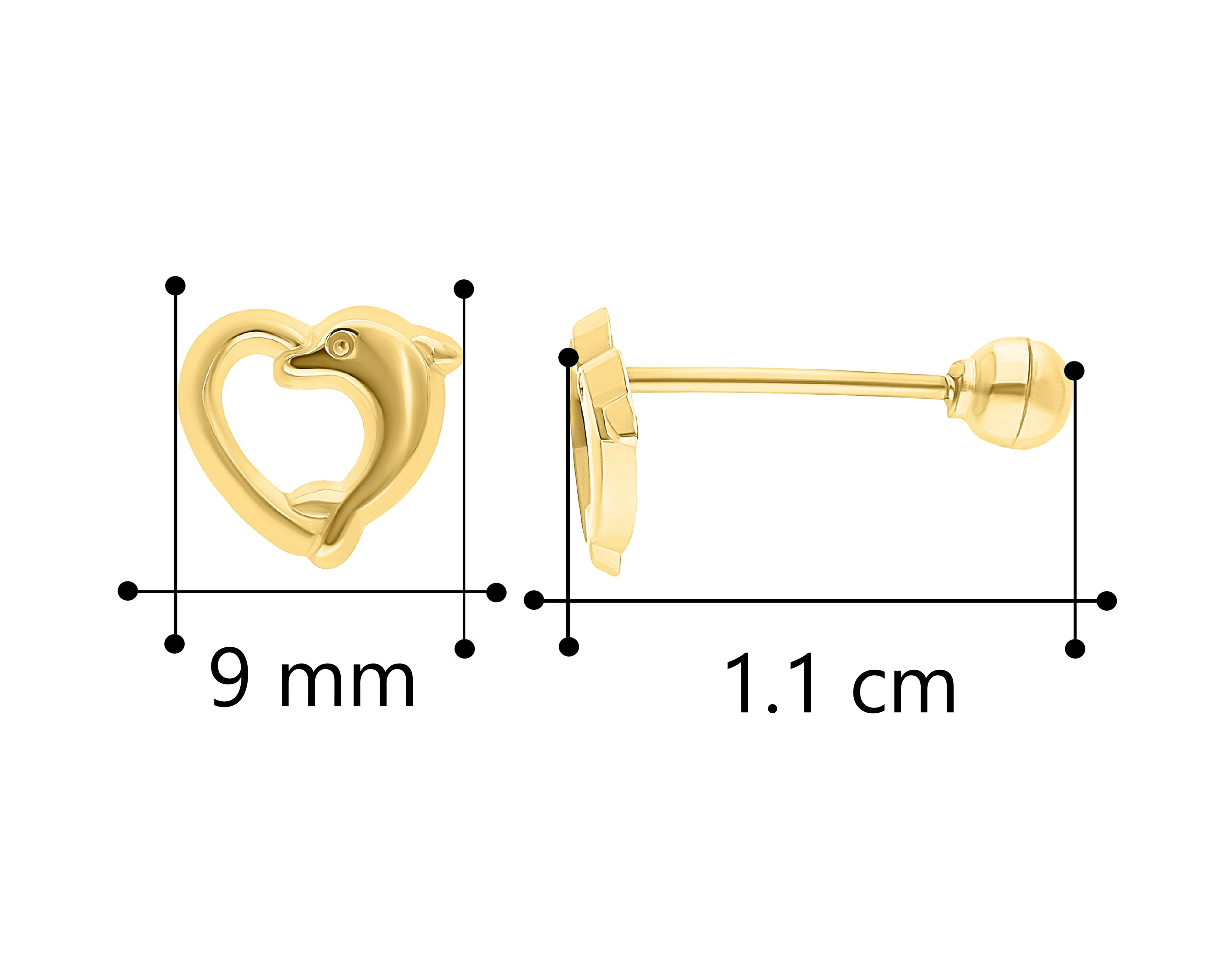 Foto 5 | Foto 5 | Aretes Corazón y Delfín de Oro 10K Sentimientos