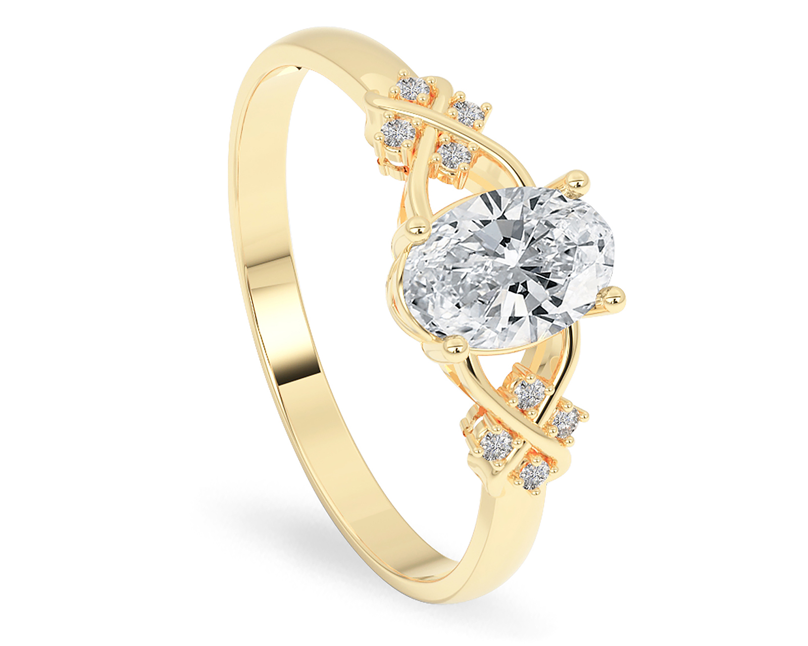 Anillo Ovalado de Oro 10k Amelie Talla 8