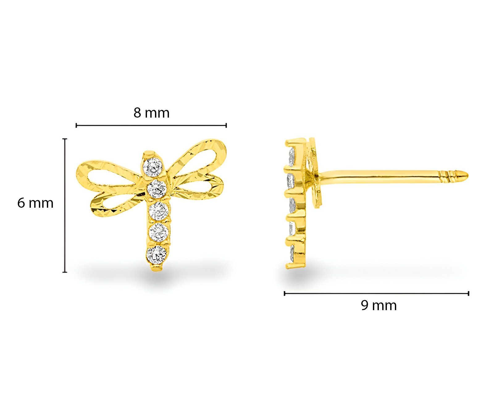 Foto 7 pulgar | Foto 6 | Broqueles Libélula de Oro de 10K Sabelli