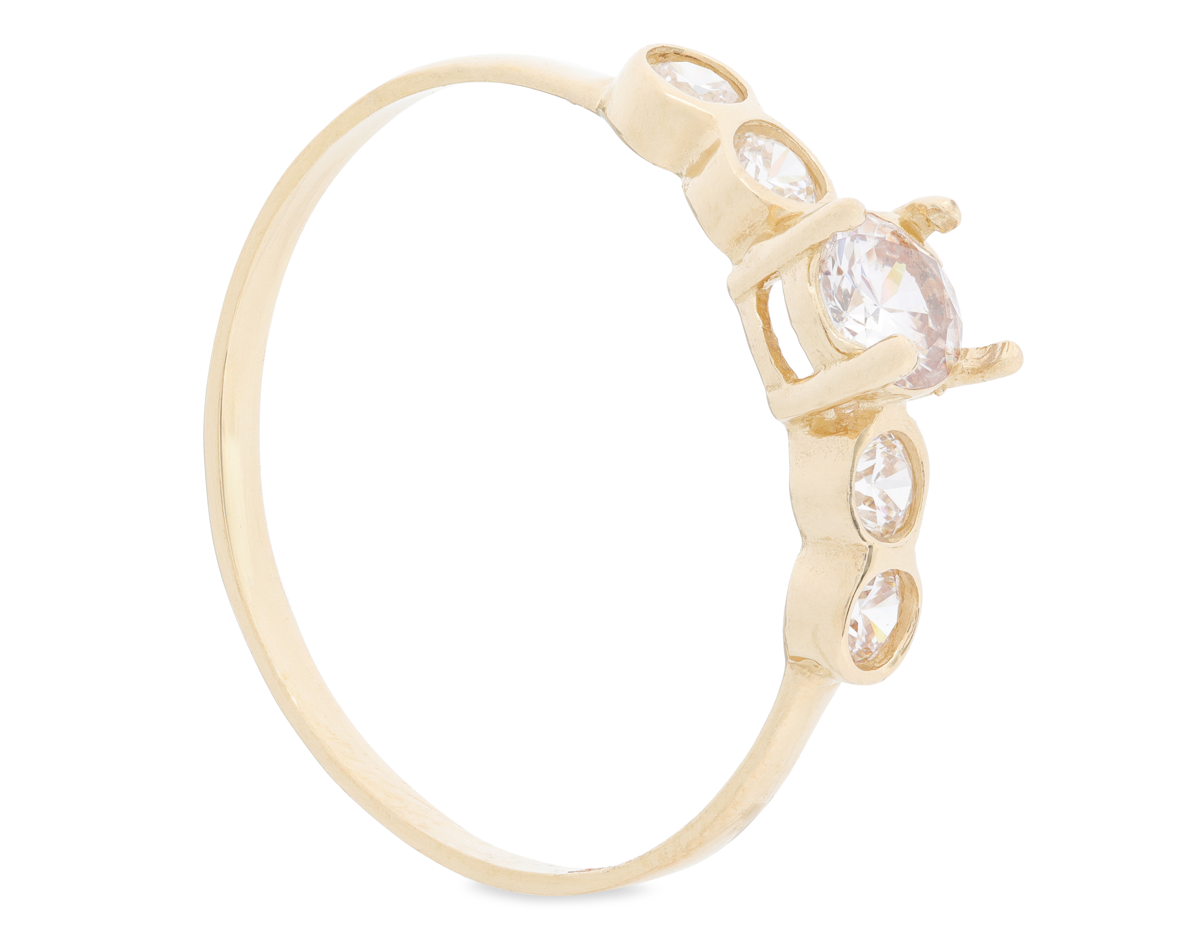 Anillo de Oro 10K Moments Cuatro Circonias Talla 8-8.5