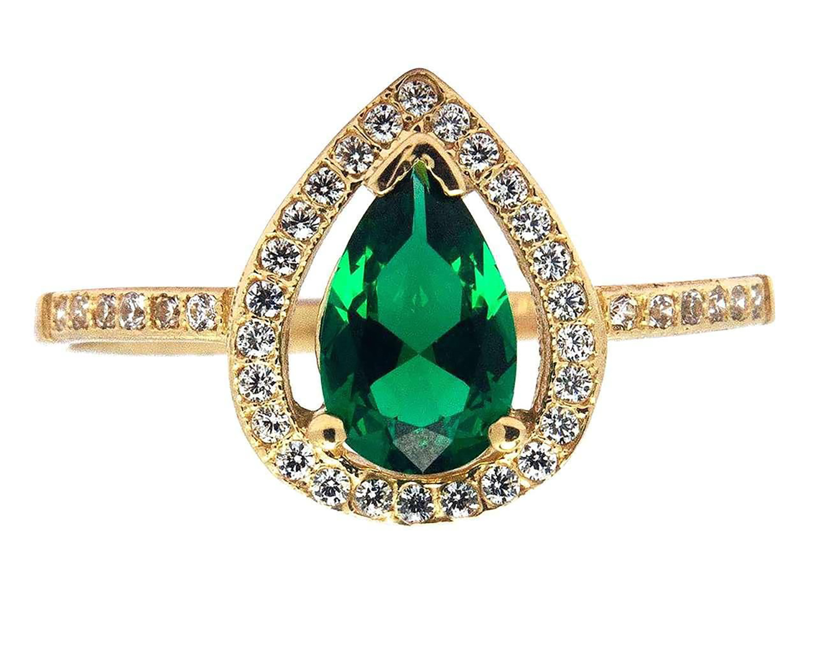 Anillo de Oro 10K Sentimientos Gota Esmeralda Talla  7