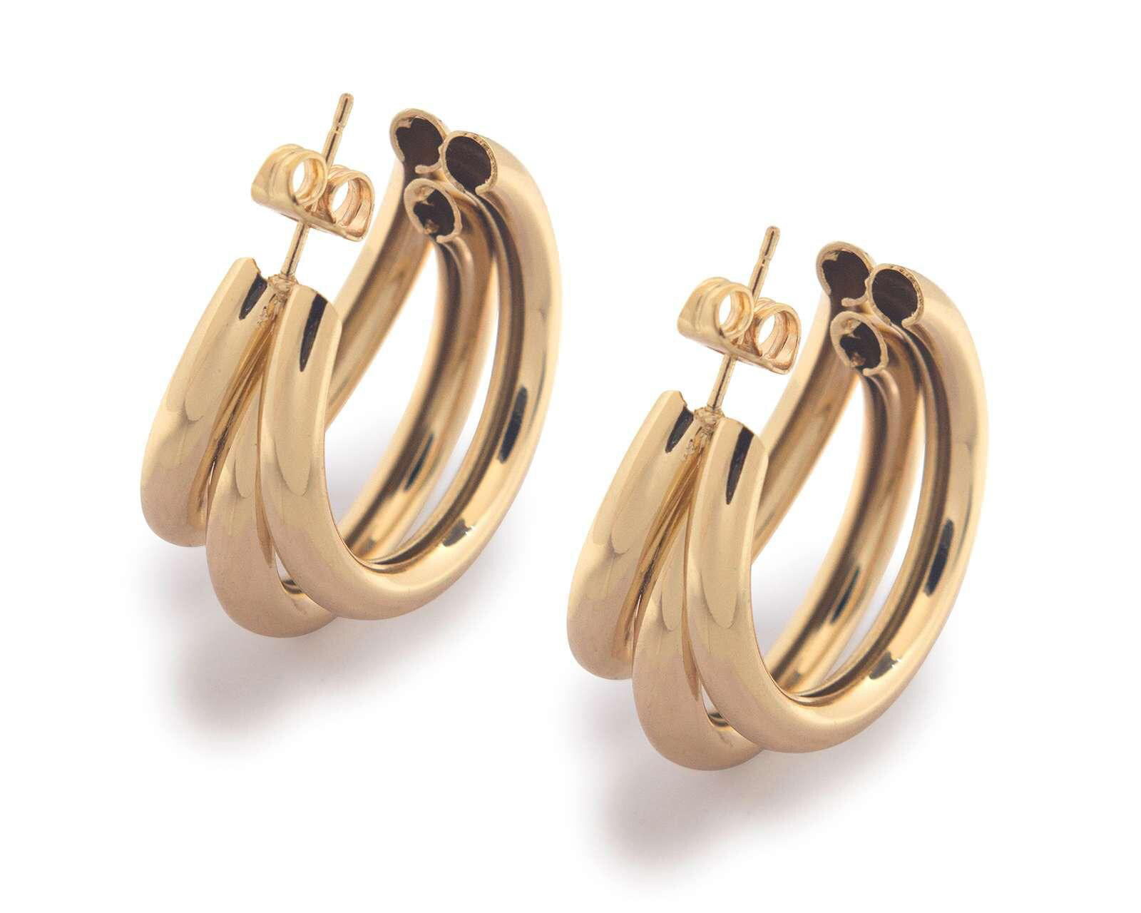 Foto 3 pulgar | Foto 2 | Arracadas de Chapa de Oro 18K Sentimientos