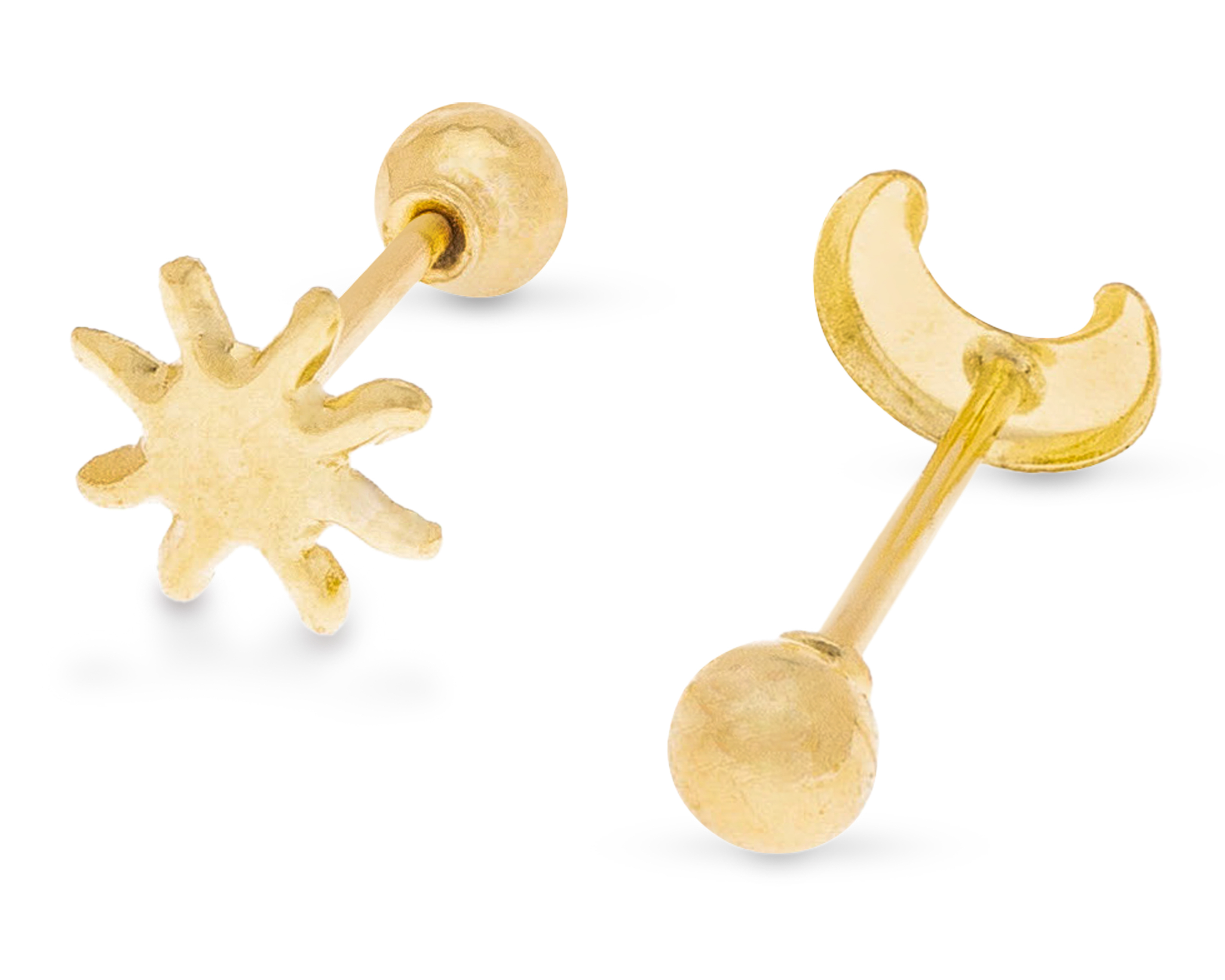 Broqueles Sol y Luna de Oro 10K Baby Colors