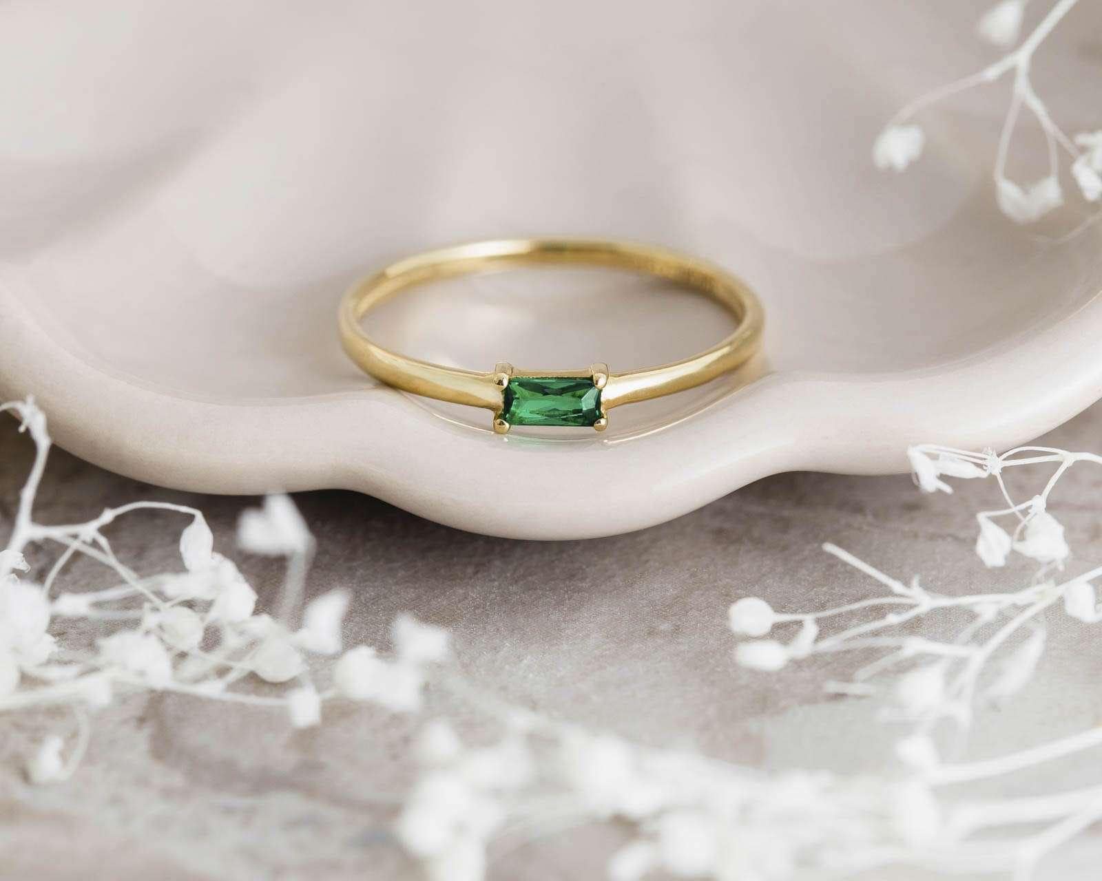 Foto 5 | Foto 5 | Anillo de Oro 10K Moments Baguette Verde Talla 6
