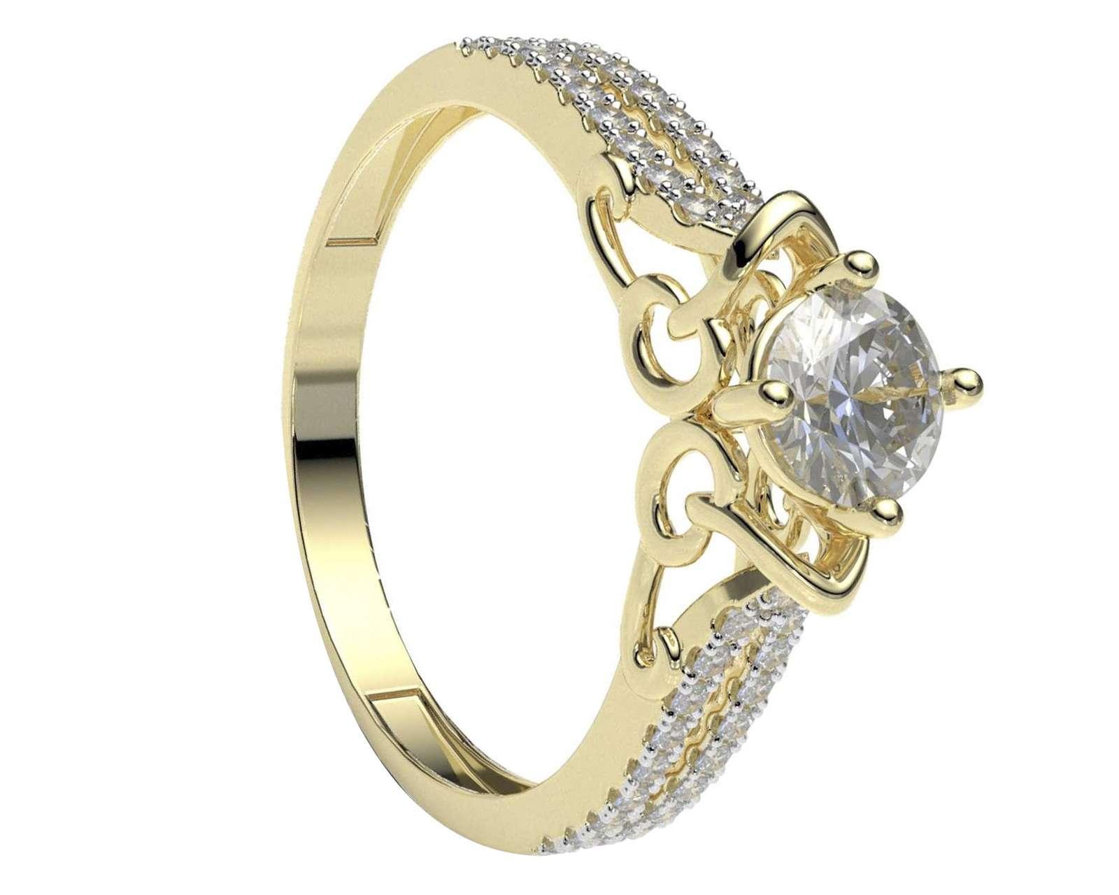 Anillo De Compromiso de Oro 14K Talla 7-7.5