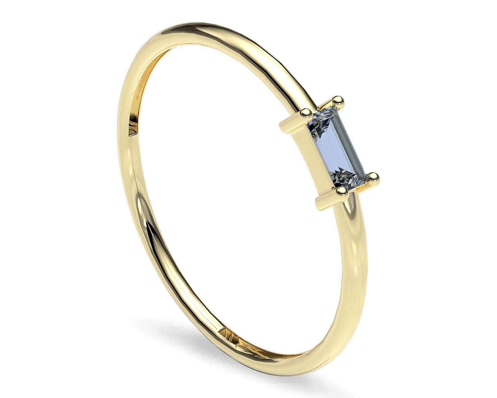 Anillo de Oro 10K Moments Baquette Aqua Talla 6