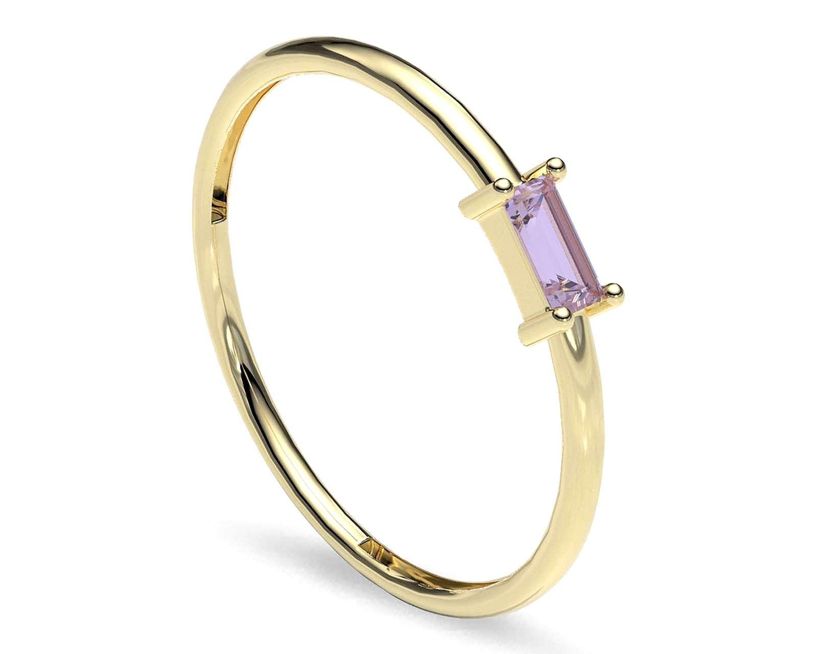 Anillo de Oro 10K Moments Baguette Lavanda Talla 6