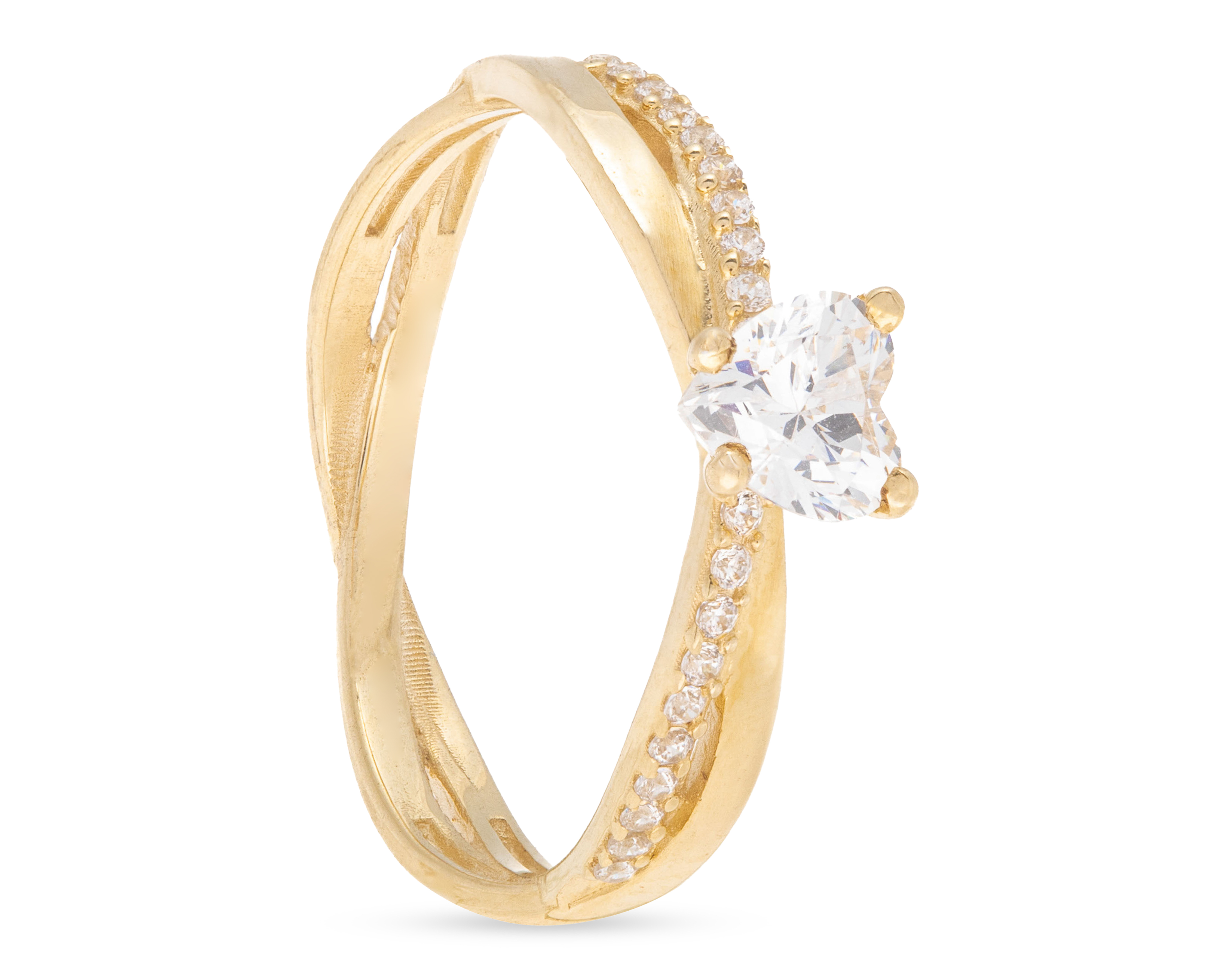Anillo De Compromiso de Oro 10K Talla 7-7.5