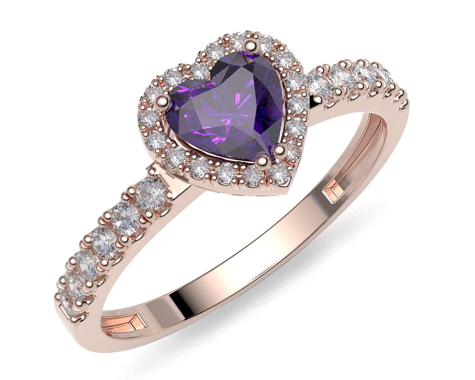 Anillo de Oro 10K Amelie Corazón Lila Talla 6