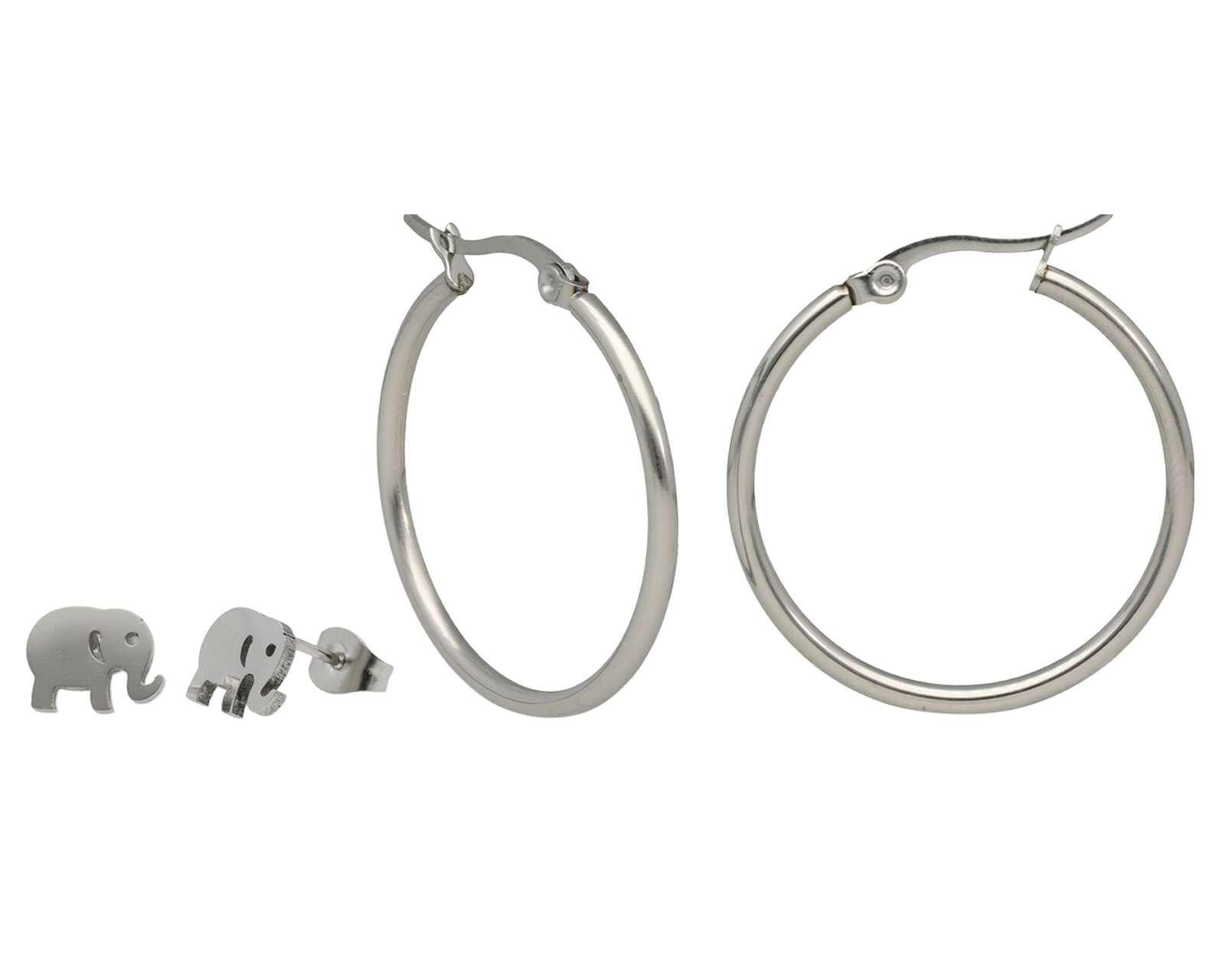 Foto 2 pulgar | Foto 1 | Aretes de Acero Inoxidable Thinner 2 Pares