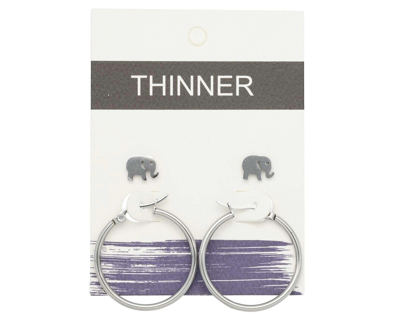 Foto 4 pulgar | Foto 3 | Aretes de Acero Inoxidable Thinner 2 Pares